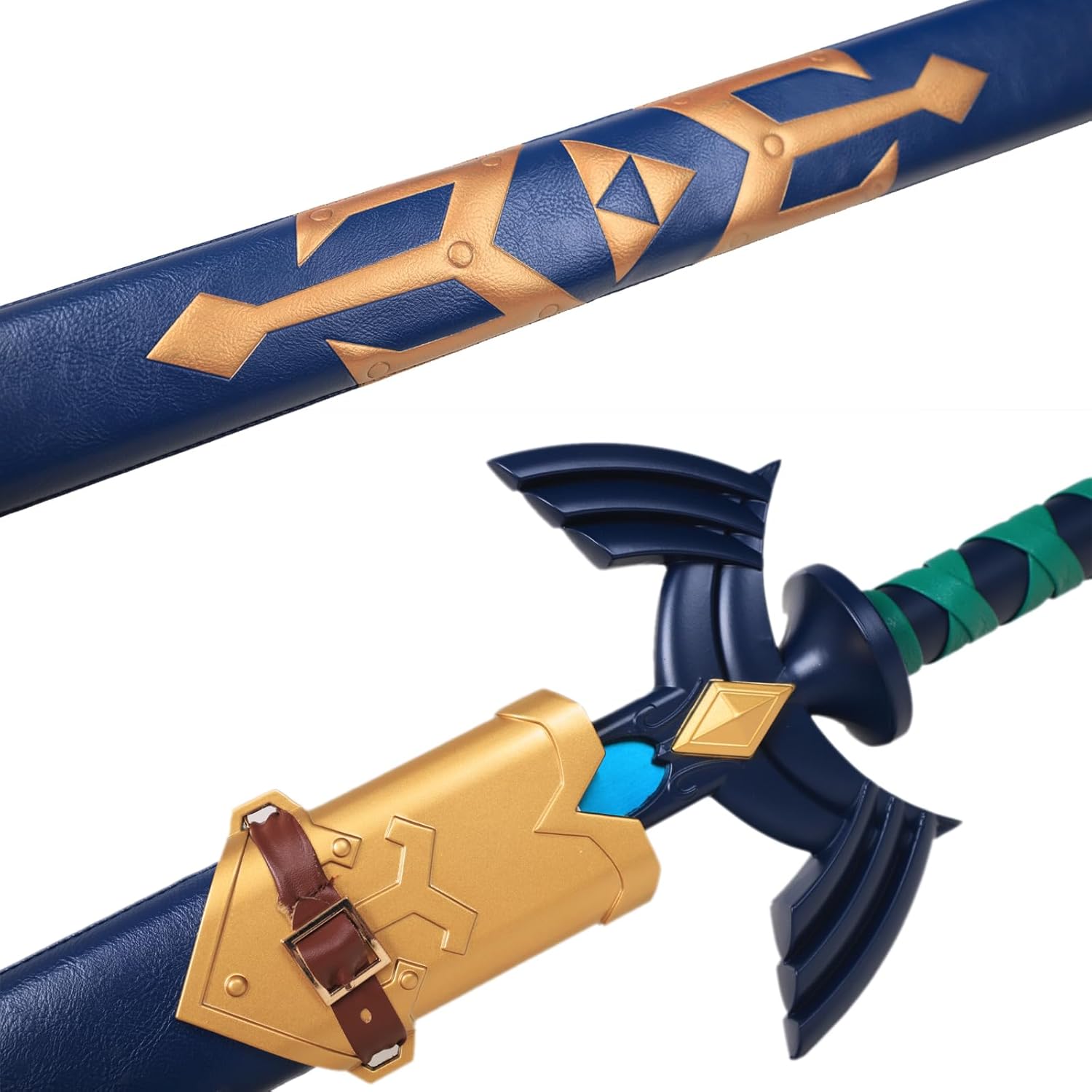 Wuton Legend of Zelda Master – Espada de eslabones de metal completo, réplica de hoja azul de acero inoxidable 11, espada real de 43 pulgadas,