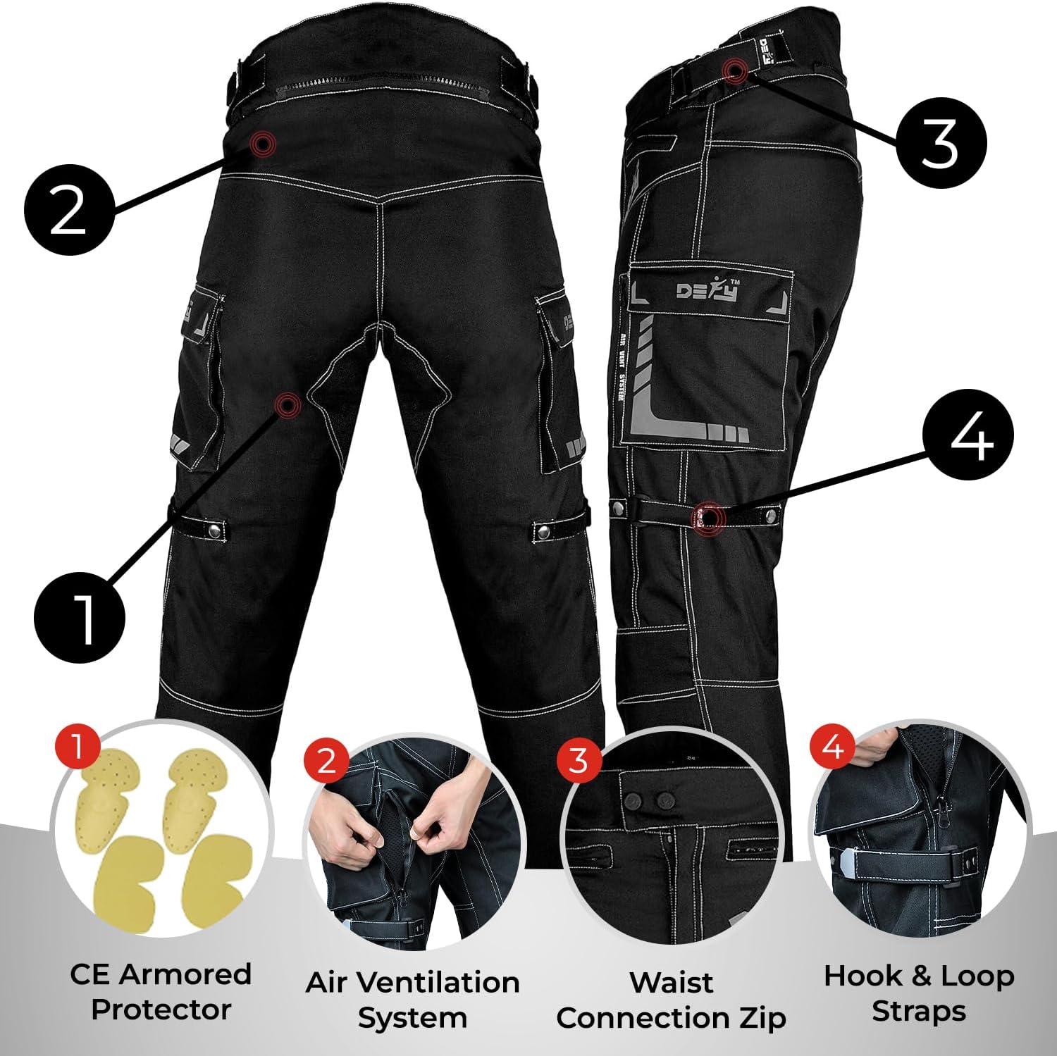 Pantalones de motocicleta para hombre, pantalones deportivos duales, impermeables, resistentes al viento, para todo tipo de clima, con blindaje CE