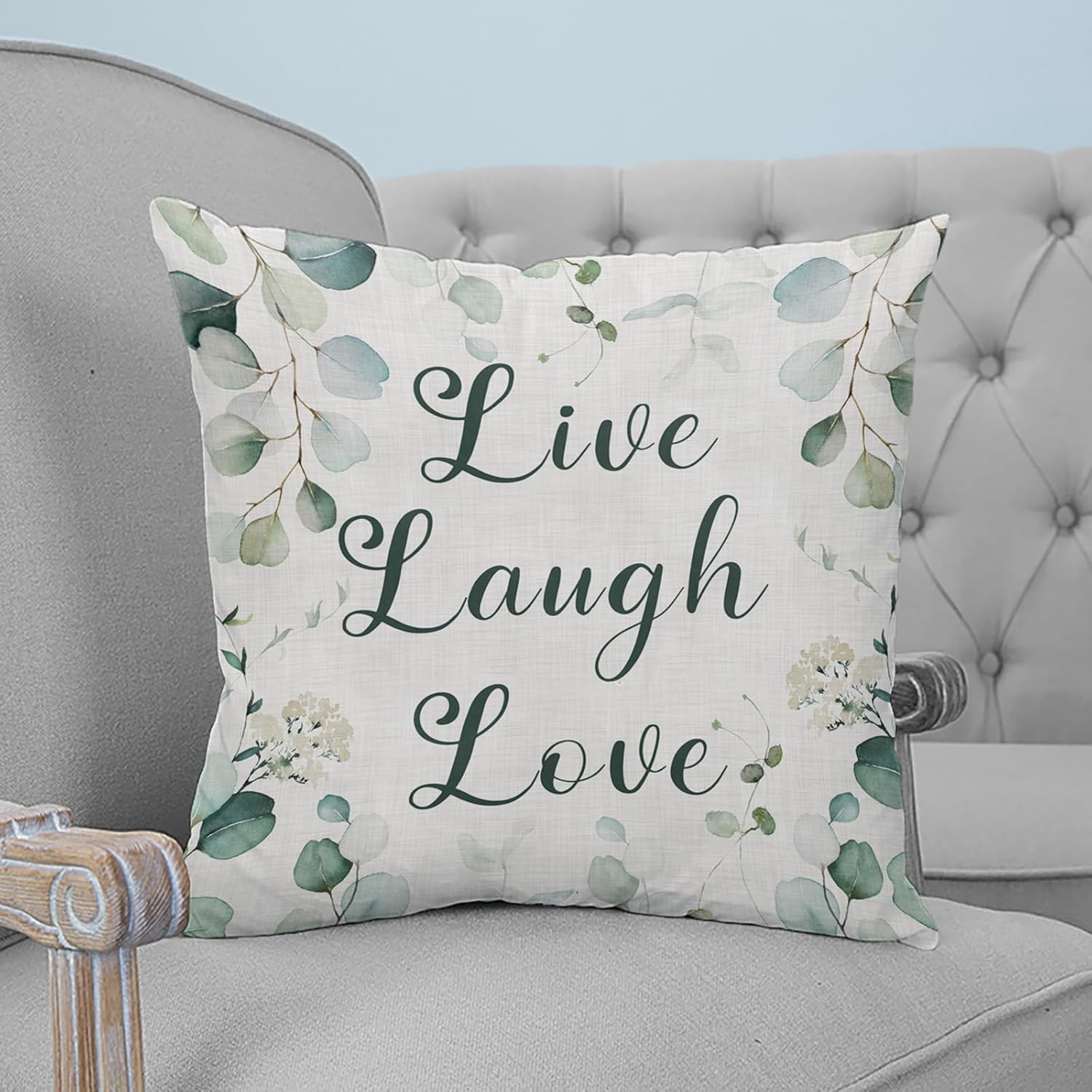 Eucalyptus Leaf Throw Pillow Covers Tropical Plants Retro Leaves Pillowcase Home Decor Cushion Case for Couch Sofa Bed 20″ x 20″, Super Soft &
