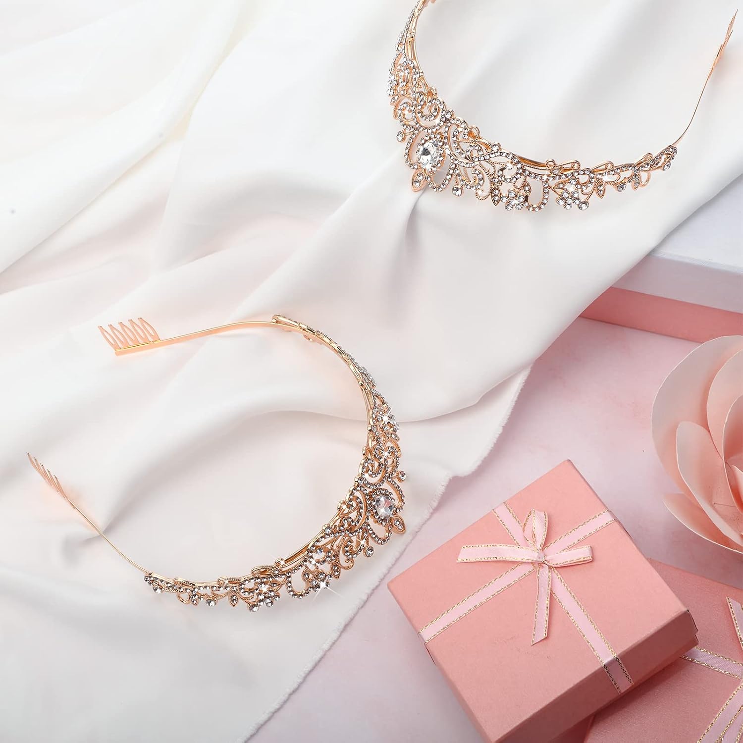 20 coronas de tiara de cristal, corona de princesa para mujeres y niñas, corona de cumpleaños con peines de diamantes de imitación, corona de