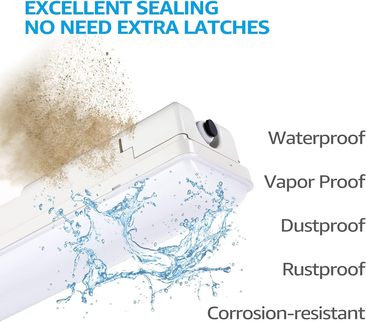 LEONLITE Luz LED hermética de vapor de 4 pies, 70 W, 9000 lúmenes, 5000 K, 100-277 V, 0-10 V, regulable, a prueba de vapor, lámpara LED impermeable