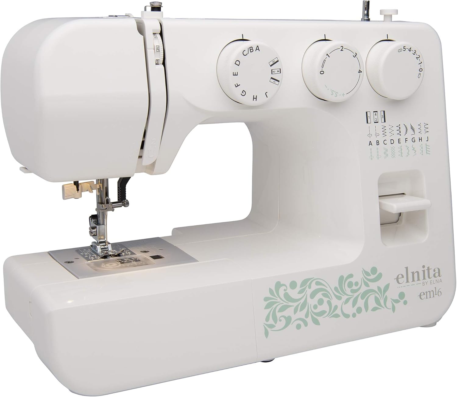 Elnita Máquina de coser mecánica EM16 con 16 puntadas y brazo libre convertible