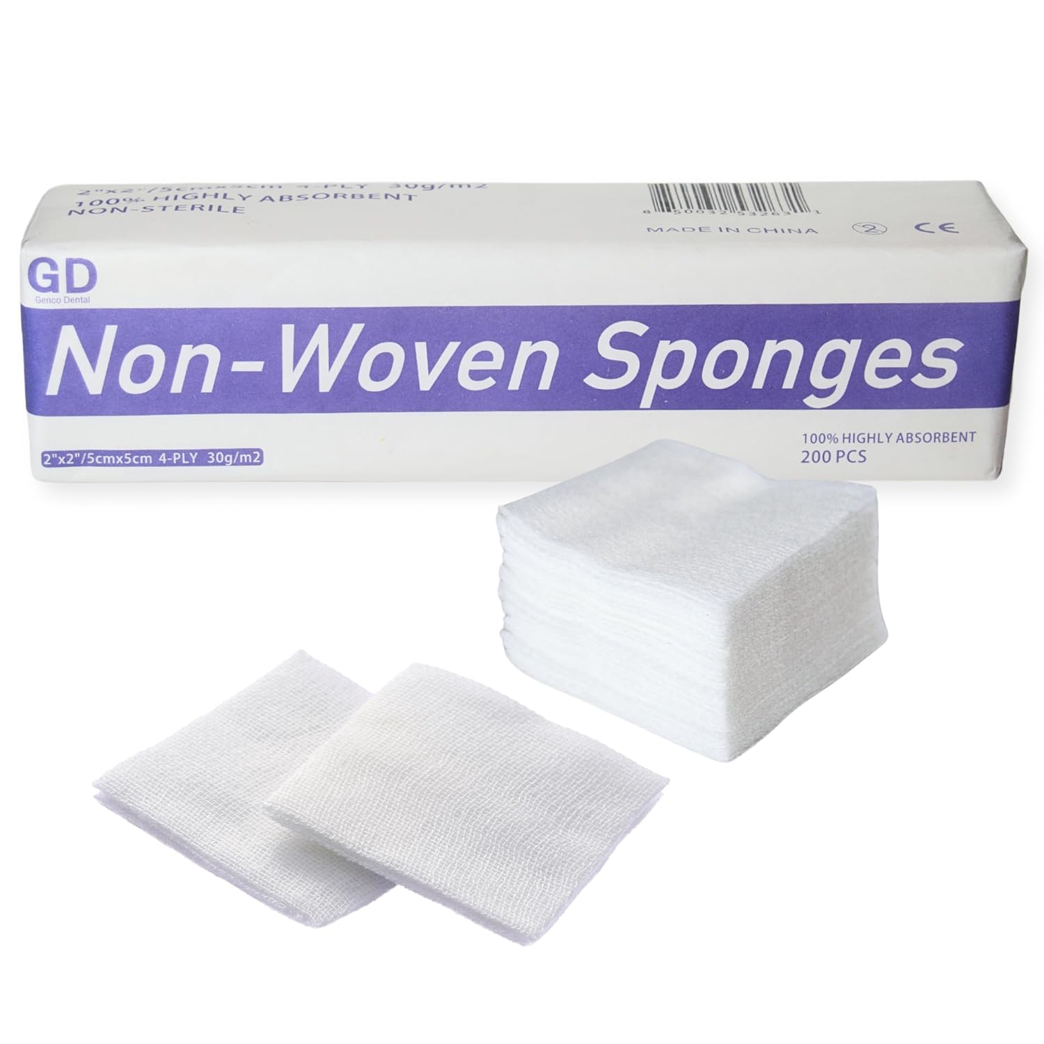 Almohadillas de gasa de 4 capas de 2 x 2 pulgadas, esponjas no tejidas, gasa dental no estéril, perfectas para toallitas estéticas (1)