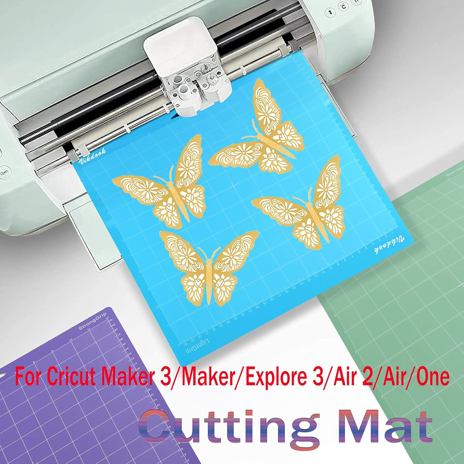 Tapete de corte para máquina Cricut de 12 x 12 pulgadas, paquete de alfombrillas adhesivas de agarre variado de color azul, agarre ligero, verde,
