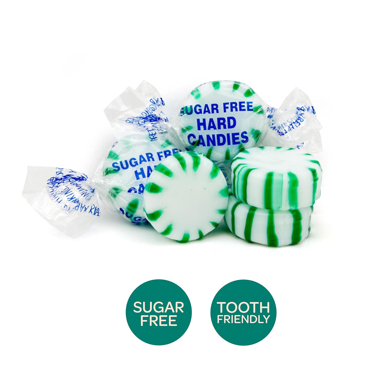 Funtasty Mentas Starlight sin azúcar, caramelo duro de menta verde, envueltas individualmente, paquete de 1 libra
