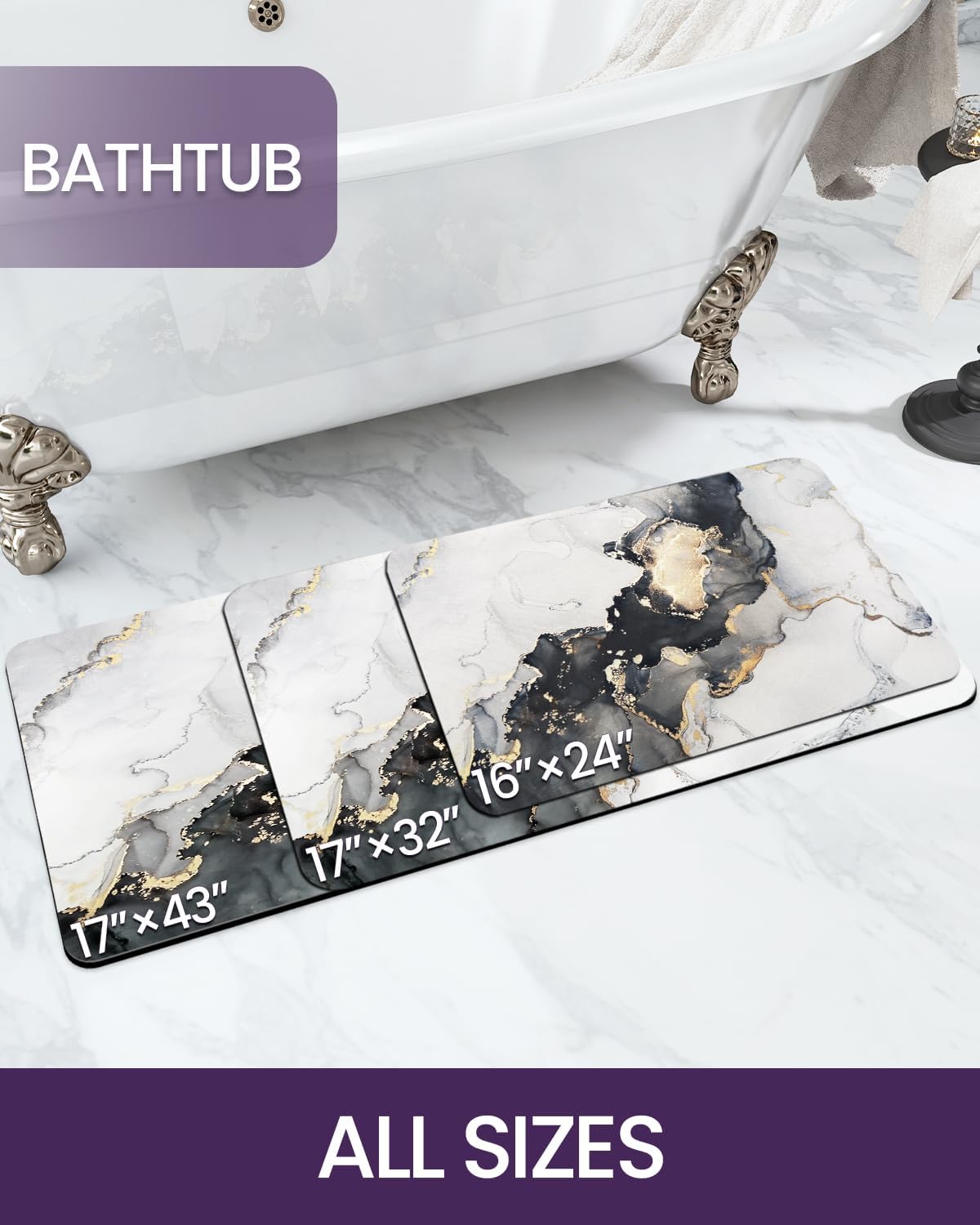 DEXI Alfombra de baño súper absorbente, ultrafina, de perfil bajo, antideslizante, de secado rápido, lavable para fregadero, ducha, inodoro, 17 x 32