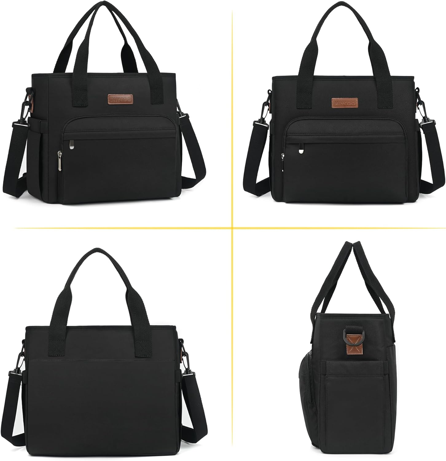 MIYCOO – Lonchera unisex, a prueba de fugas, con aislamiento, grande, con 2 compresas frías, color negro