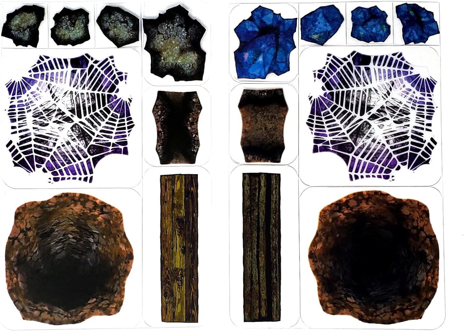 Cuevas – 24 piezas de doble cara para cuevas y terrenos para principiantes y maestros por igual – Objetos de juego de rol para Calabozos y Dragones
