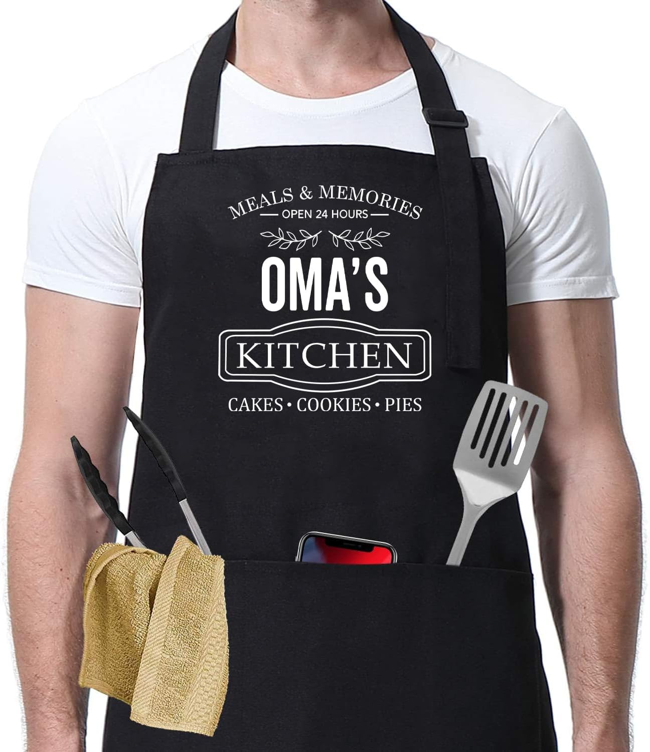 Oma’s – Delantal para hornear – Regalo de cocina de Oma – Delantal de comidas y recuerdos – Delantal de chef para hornear y cocinar – Idea de regalo