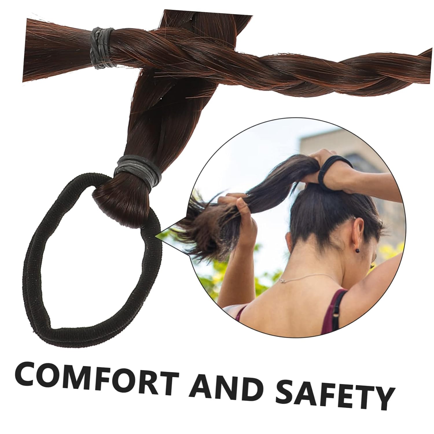 minkissy 5 piezas de cola de caballo falsa trenzada recta extensión de cola de caballo para mujeres, cola de caballo para mujeres negras, peluca de