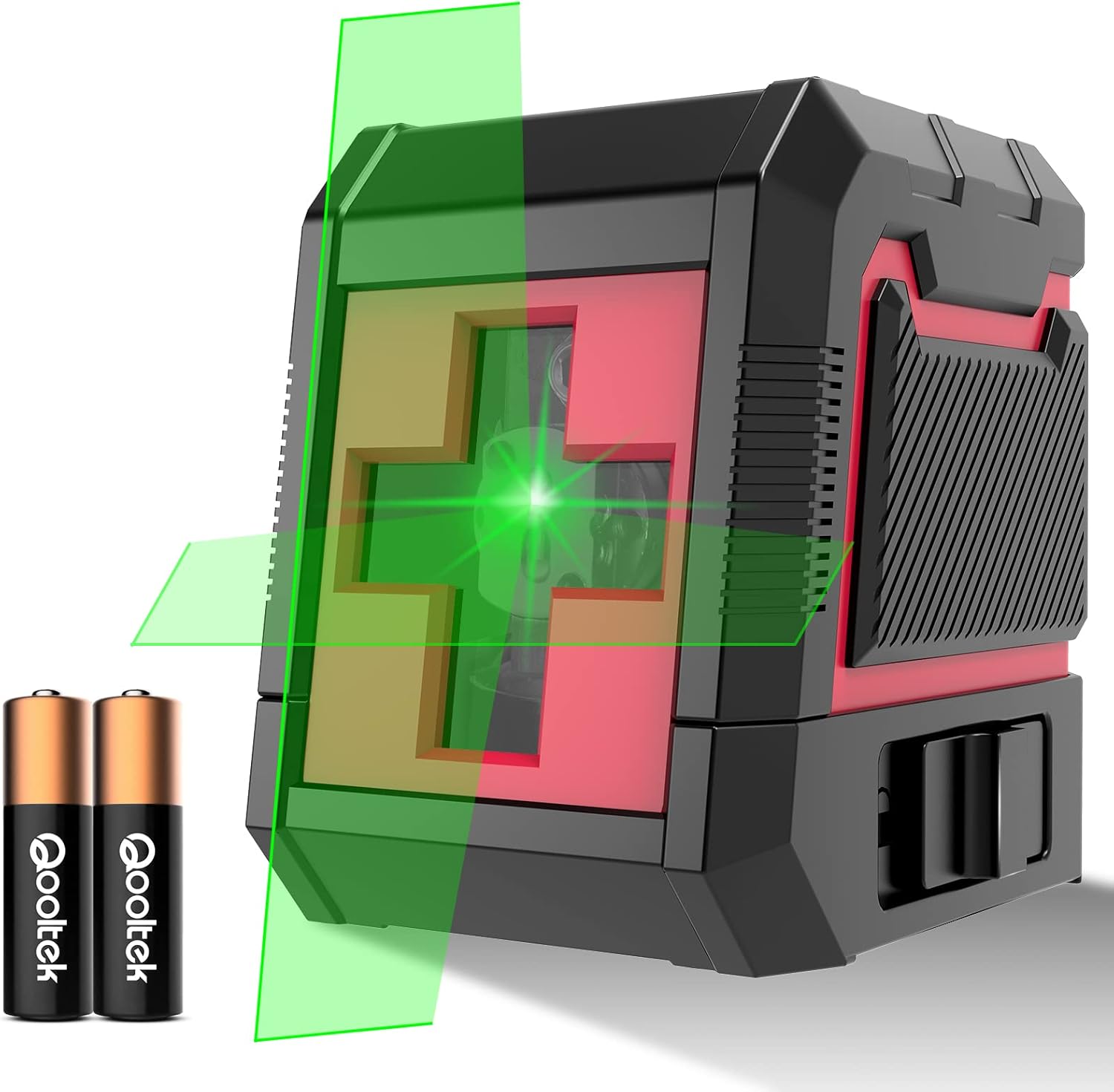 Nivel láser autonivelante, nivel láser Qooltek autonivelante línea de cruz verde y roja, herramienta láser de alineación para colgar imágenes y