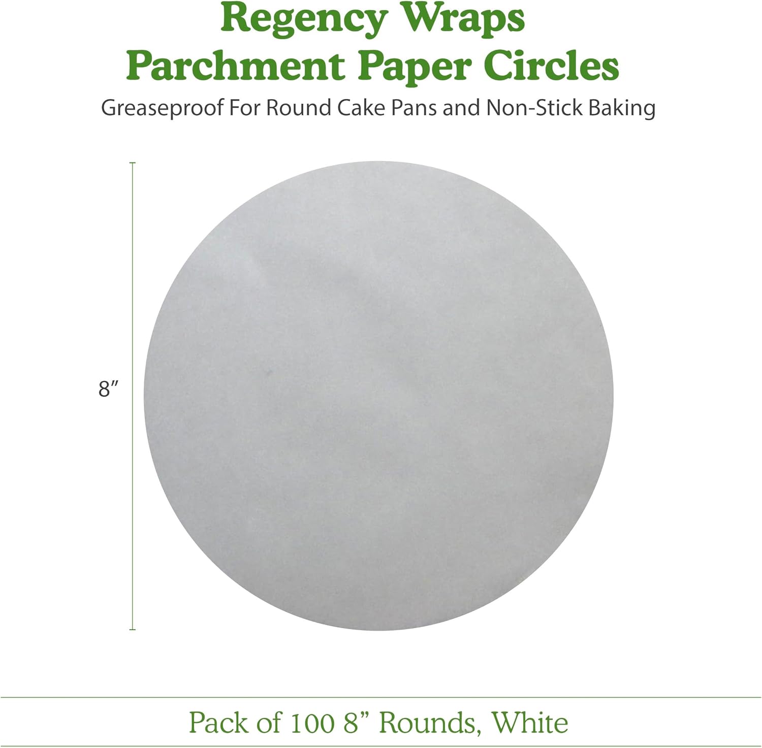Círculos de papel pergamino para moldes redondos para tartas, forros a prueba de grasa para hornear antiadherentes, 8 pulgadas (paquete de 100),