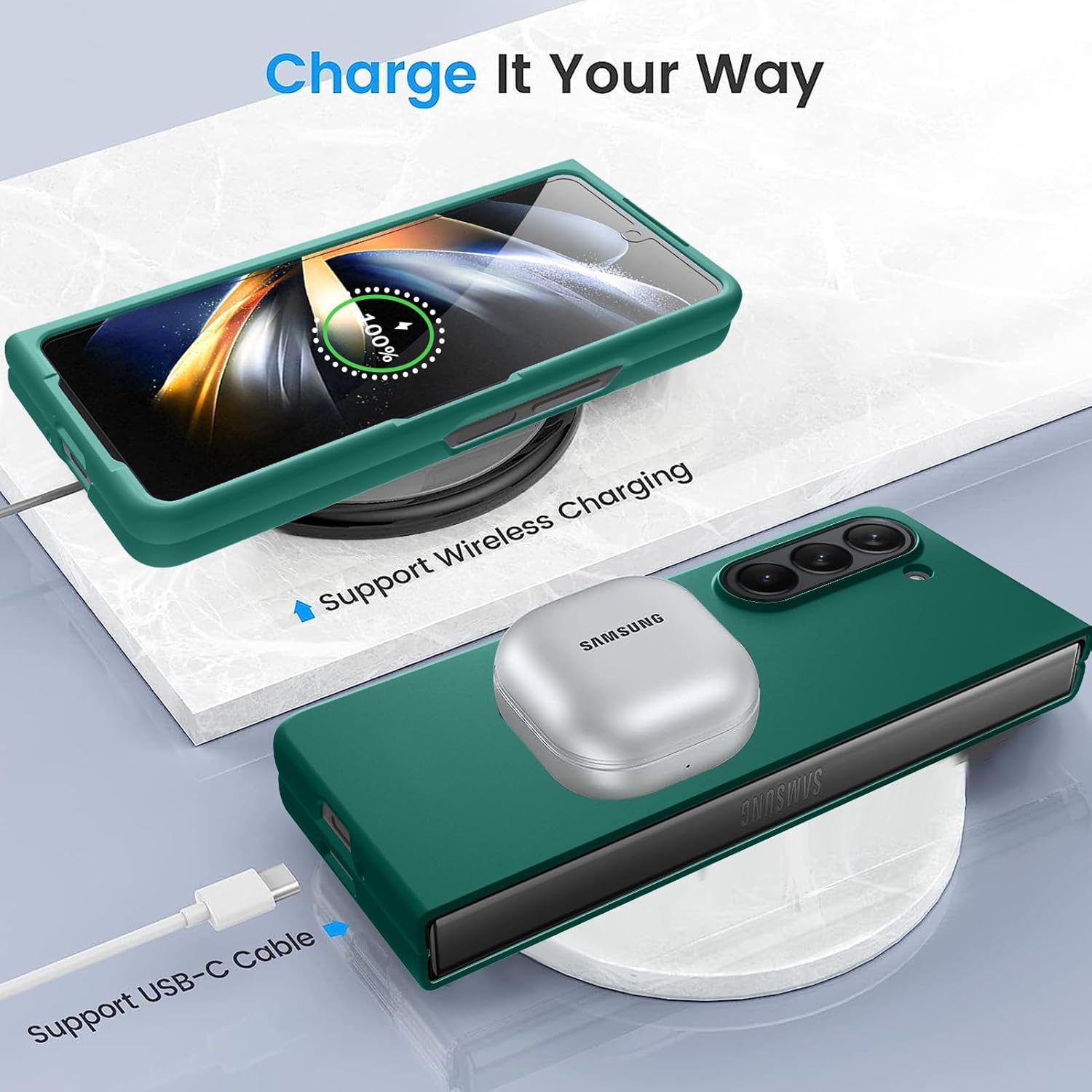 ZIYE Funda magnética para Samsung Galaxy Z Fold 5 compatible con MagSafe Funda protectora delgada de lujo a prueba de golpes para mujeres y niñas,