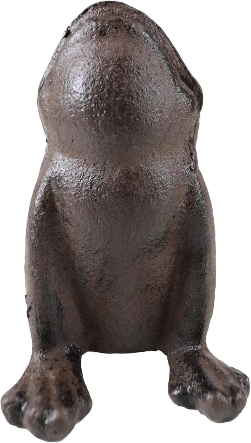 Ebros Gift Tope de puerta de hierro fundido rústico con diseño de rana de sapo para yoga, decorativo, coleccionable, estatua de cuña