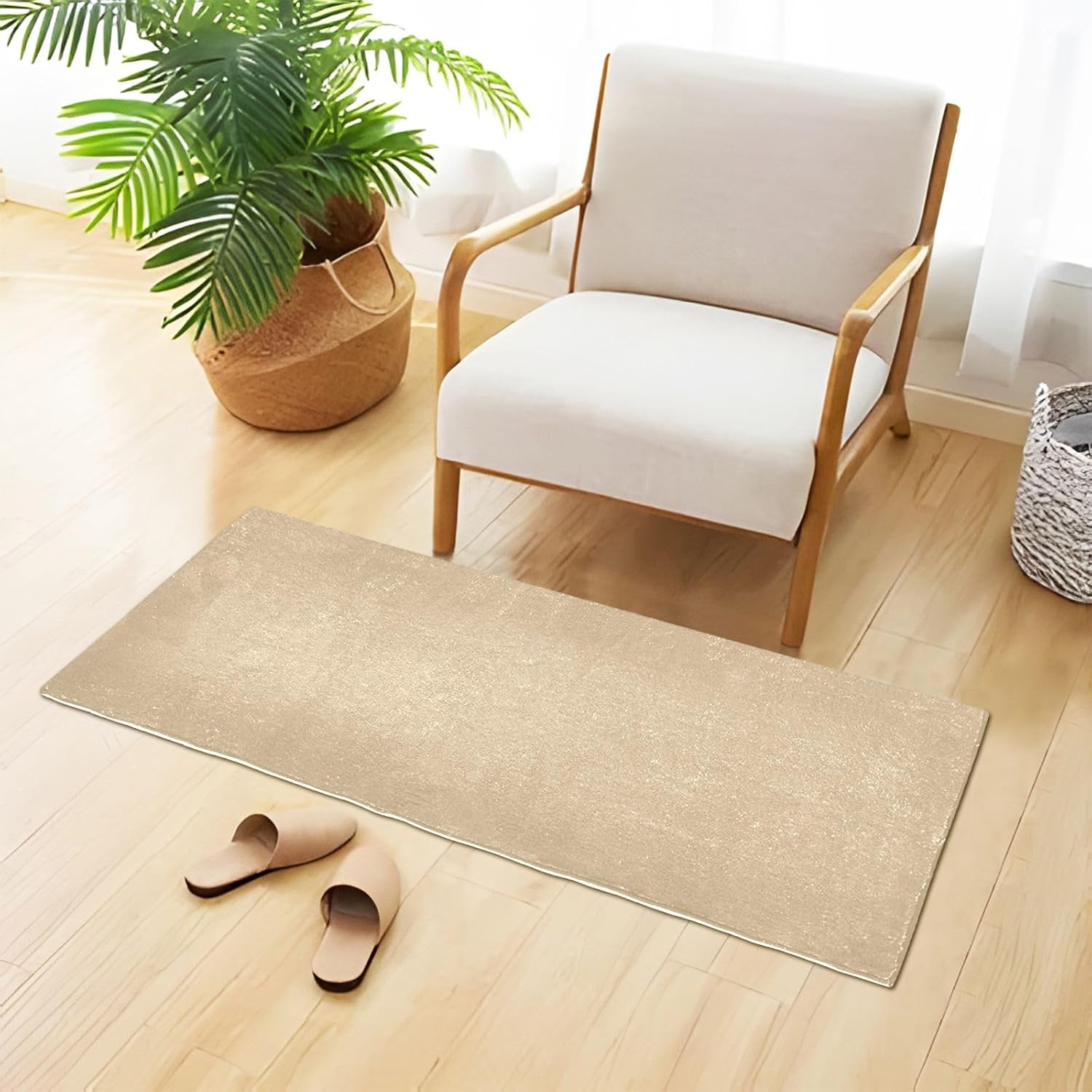 Joisal Pale Ocre – Tapetes de baño de felpa, absorbentes, antideslizantes, con parte trasera de goma, lavables, 39 x 20 pulgadas
