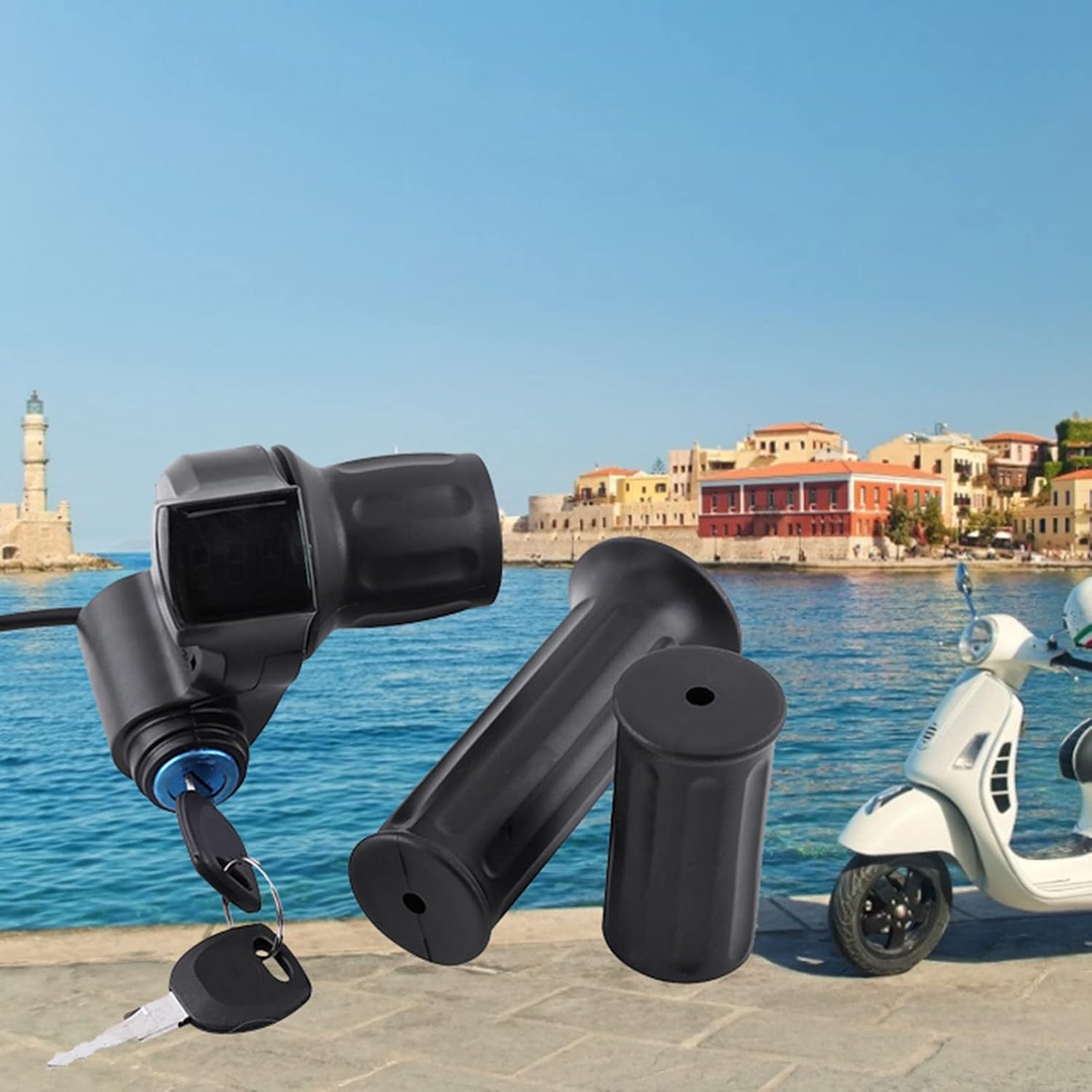 Pwshymi Empuñadura del acelerador, manillar Ebike Twist Throttle Grip Scooter Half Twist Ebike Acelerador Mango de control de acelerador con agarre