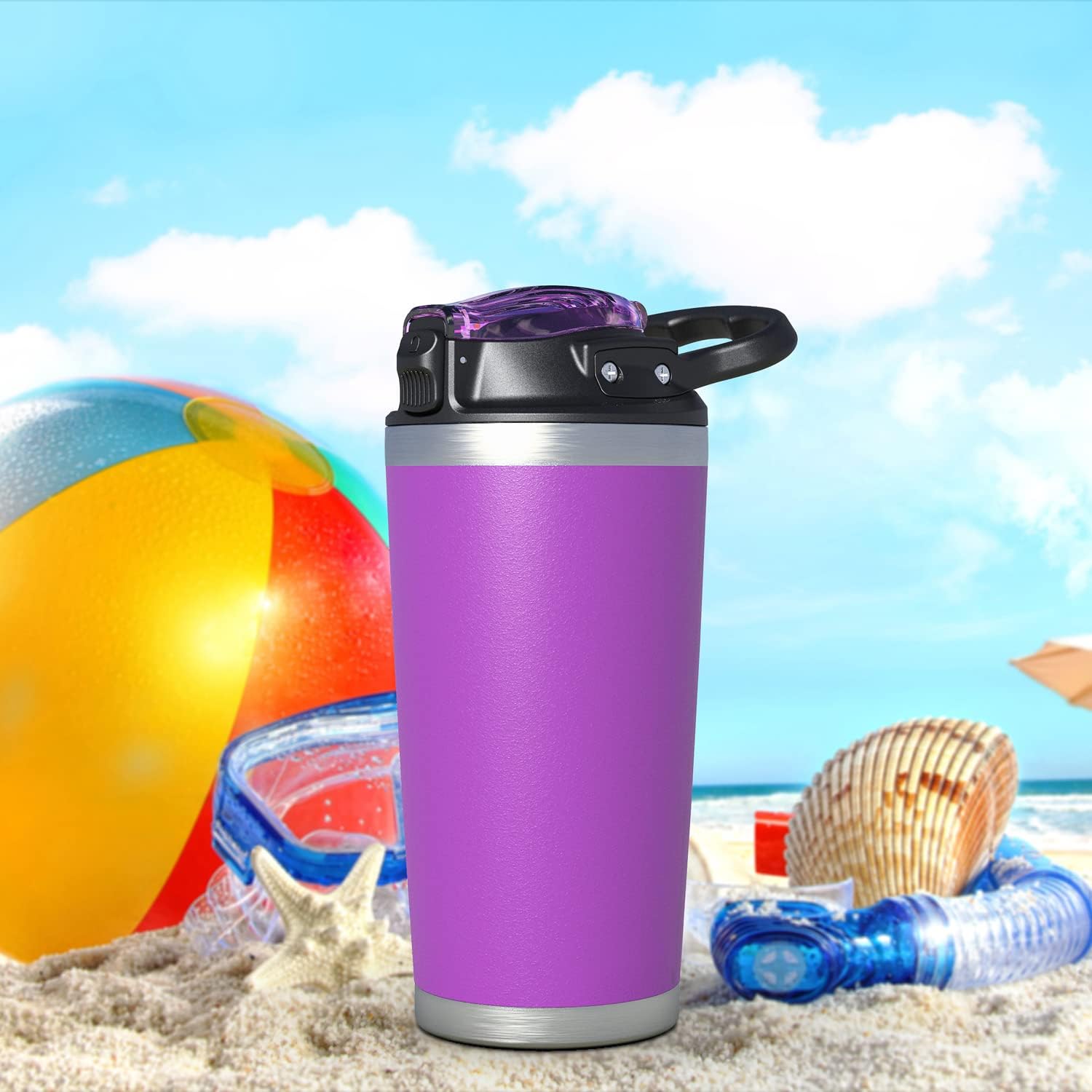 physiuo Vaso de acero inoxidable con tapa y popote de 20 onzas, taza de café aislada al vacío, taza de viaje para café de viaje, taza de viaje de