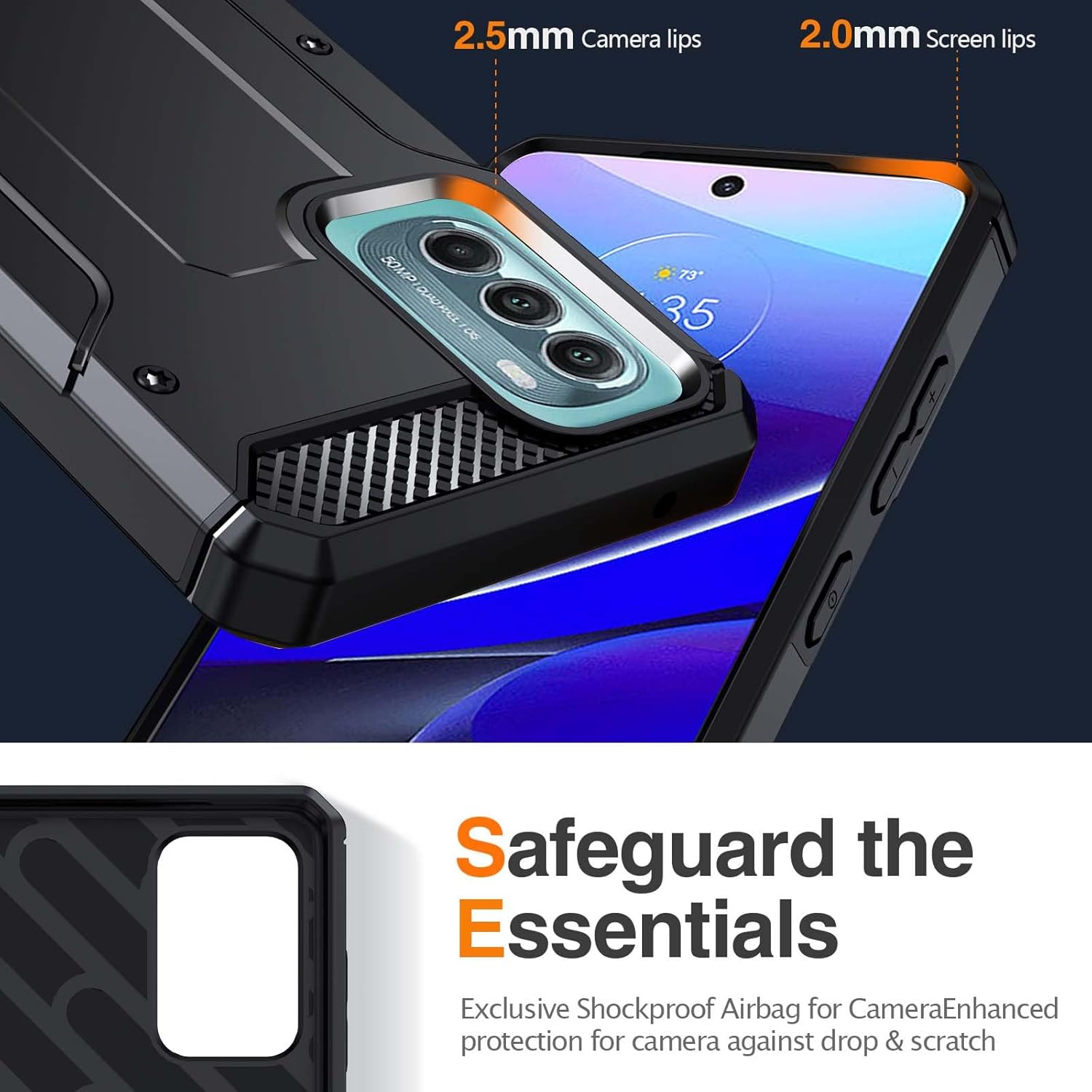 Asuwish Funda para teléfono Moto G Stylus 2022 4G con protector de pantalla de vidrio templado y soporte delgado y resistente de grado militar,