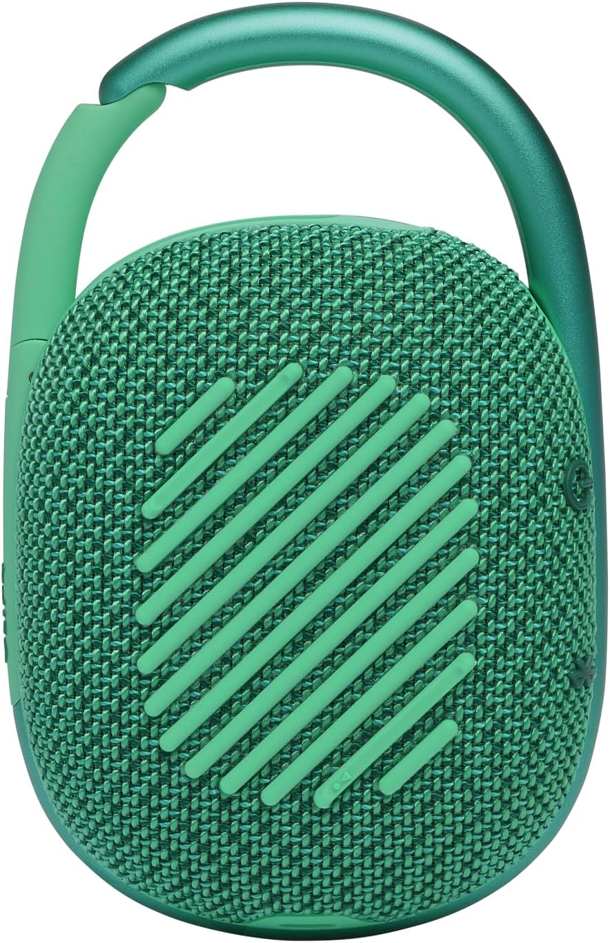 JBL Clip 4 Eco – Altavoz Bluetooth ultraportátil impermeable y a prueba de polvo, audio grande y graves impactantes, fabricado con un 90% de