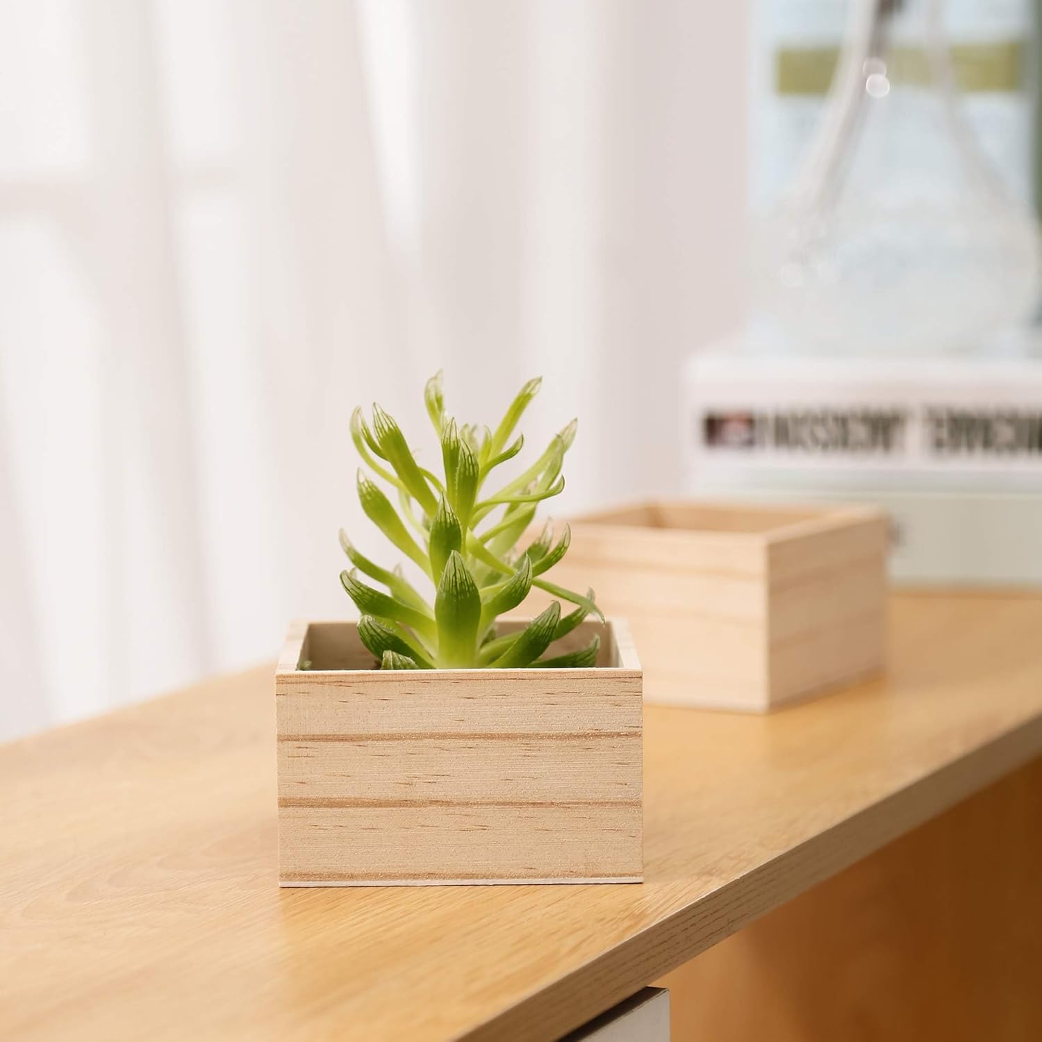 CALPALMY Paquete de 12 cajas de madera sin terminar de 6 x 6 pulgadas, organizador de almacenamiento, cajas de madera pequeñas para manualidades,