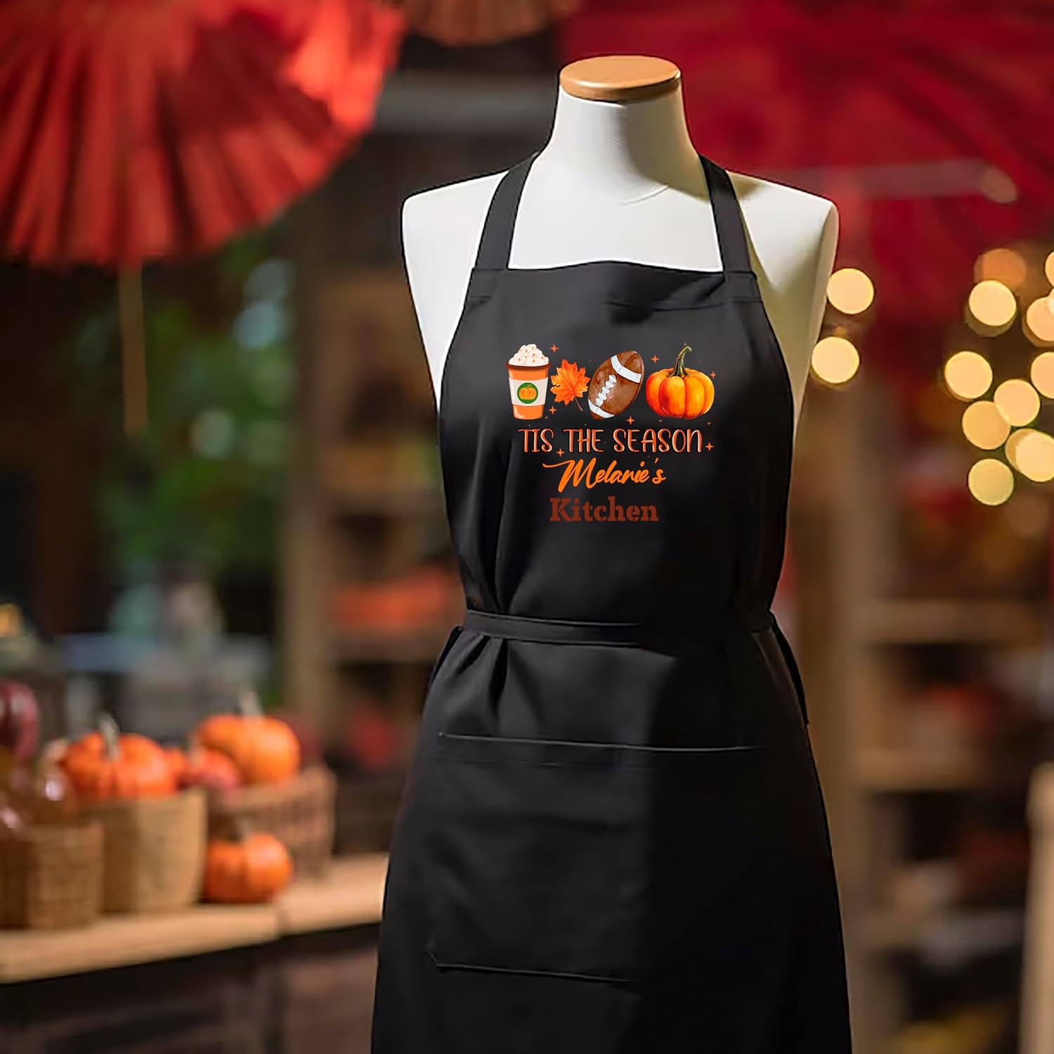 Tis Season, Customized Halloween Apron, Fall & Thanksgiving Apron, Christmas Aprons For Women, Autumn Kitchen Pumpkin Aprons, Delantales de Cocina,