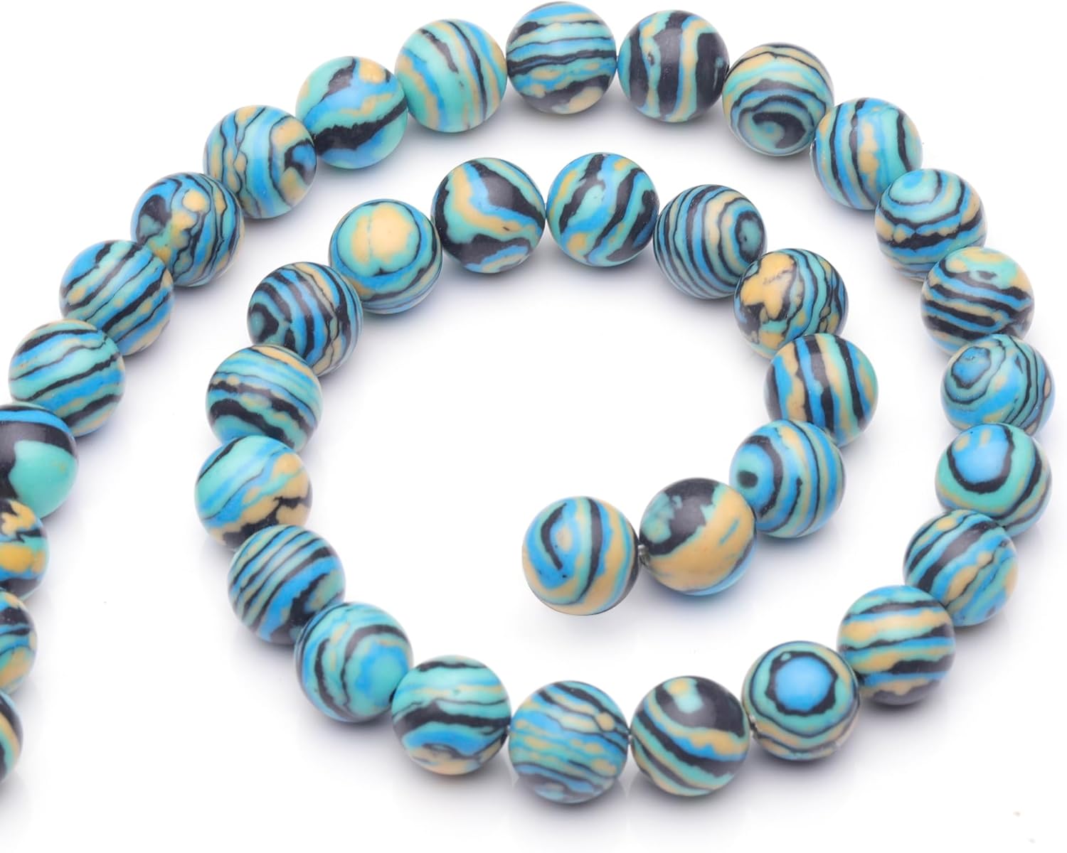 Cuentas de piedras preciosas naturales para la fabricación de joyas, cuentas redondas lisas pulidas de malaquita azul de 0.315 pulgadas, cuentas