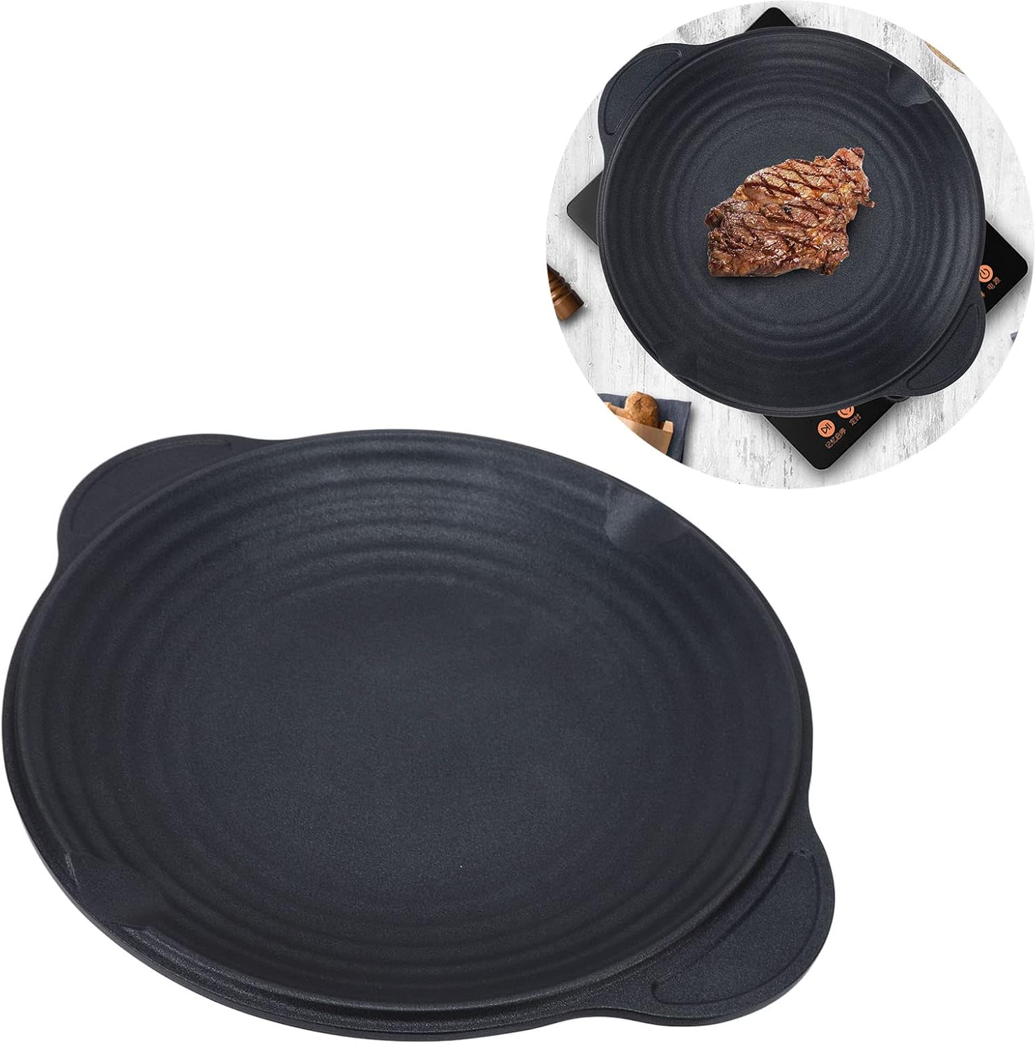 Parrilla coreana para barbacoa, redonda de hierro fundido, placa de parrilla antiadherente, placa de hierro, placa de hierro de alta conductividad