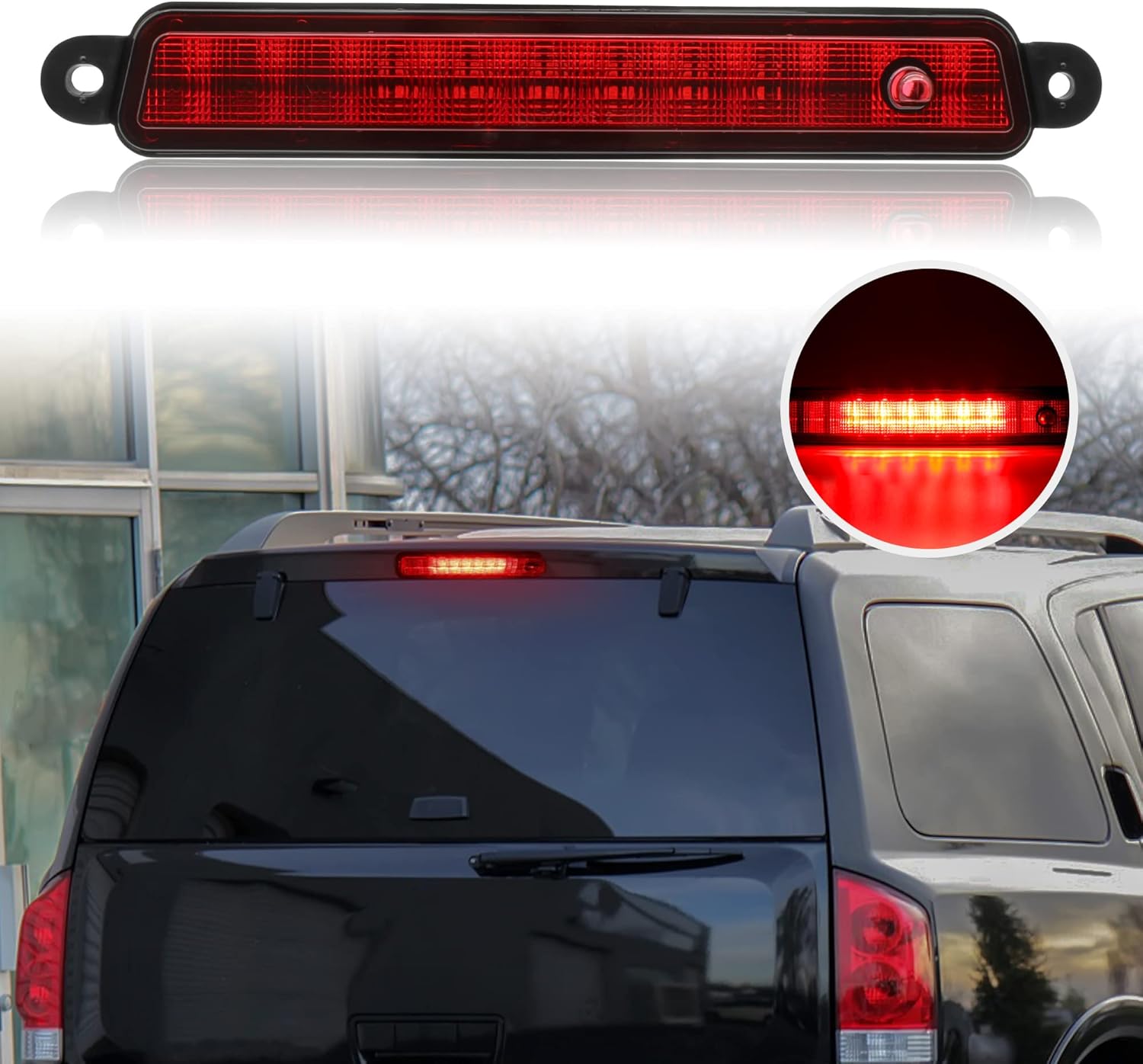 Tercera luz de freno LED para Armada 04-15, luz de freno central roja KEWISAUTO para Nissan Armada 2005-2015Nissan Pathfinder Armada 2004Infiniti