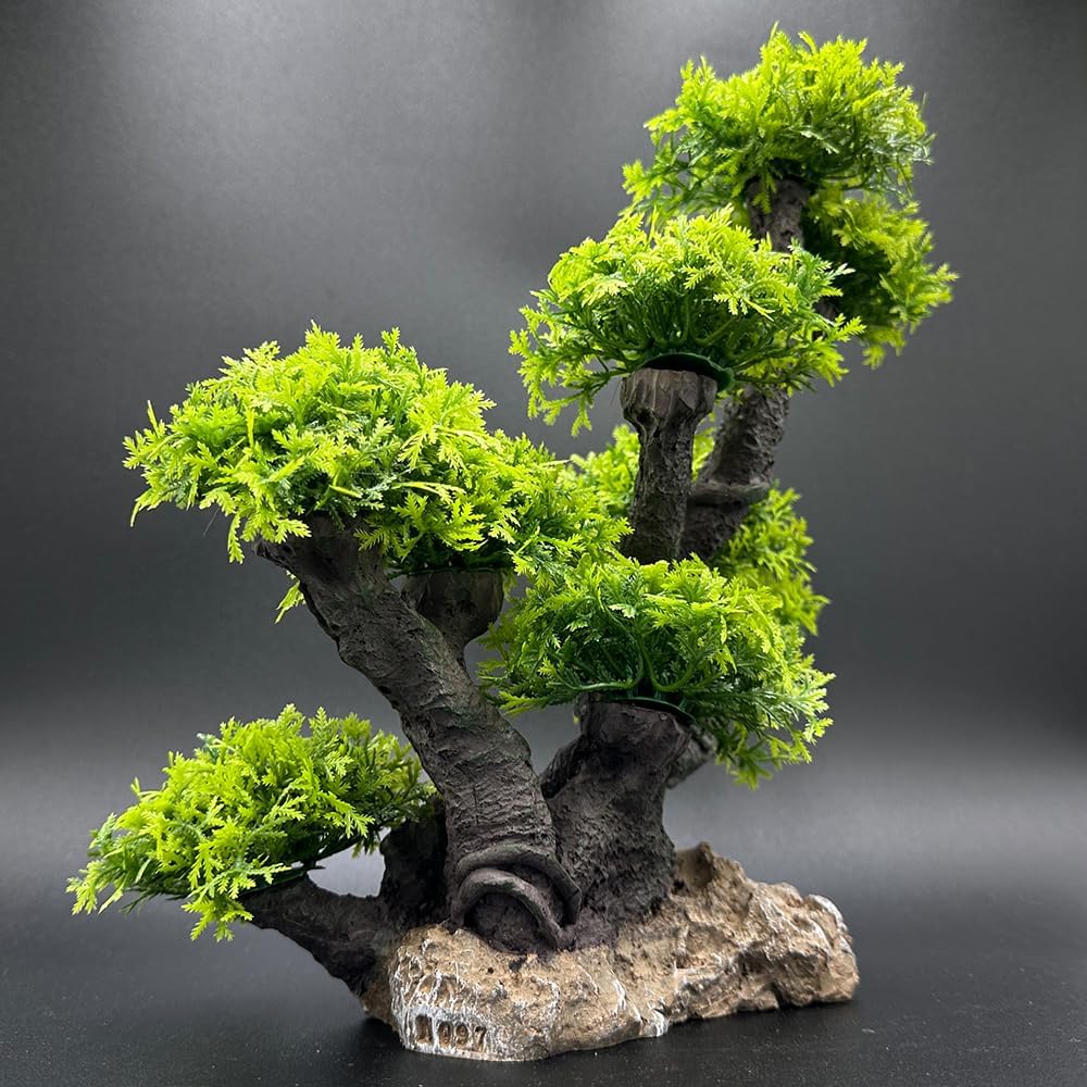 Smoothedo-Pets Plantas de acuario, decoraciones de pecera, tamaño mediano, 11 pulgadas, plantas artificiales de plástico, peces dorados, paisaje
