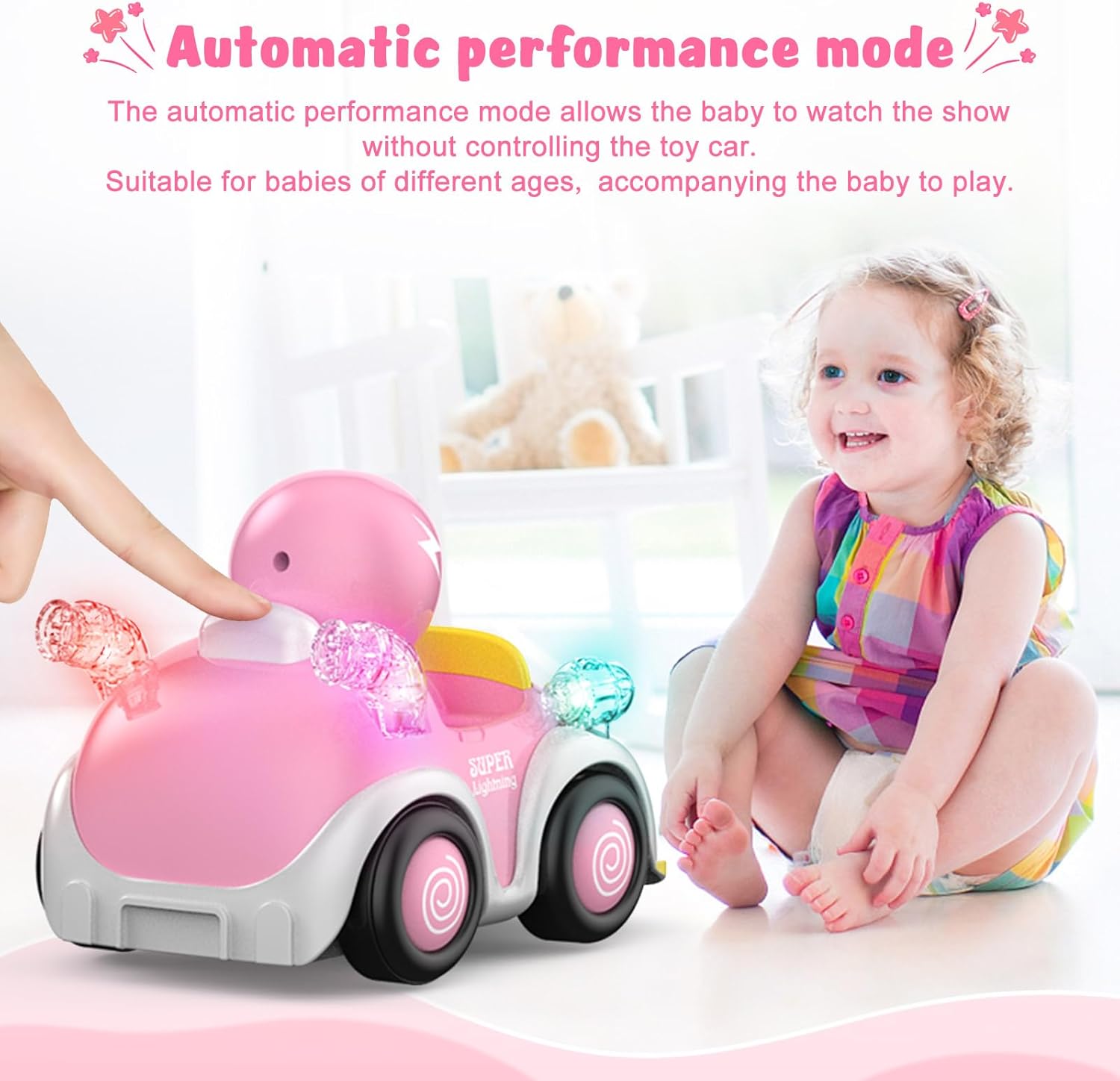 NQD Coches de control remoto para niños pequeños de 1, 2, 3, 4, 5, 6 años, niños pequeños, niños pequeños, juguetes de carreras de dibujos animados