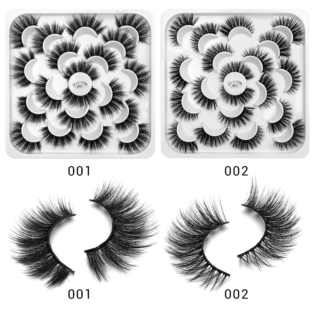 DYSILK – 10 pares de pestañas de visón 6D, pestañas postizas dramáticas de volumen grueso pestañas postizas naturales suaves extensión maquillaje