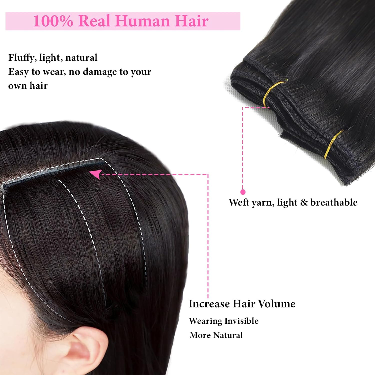 Extensiones de cabello humano con pinzas, 100% Remy, 8 piezas por juego, con 18 clips, extensiones de cabello lacio color negro natural, doble