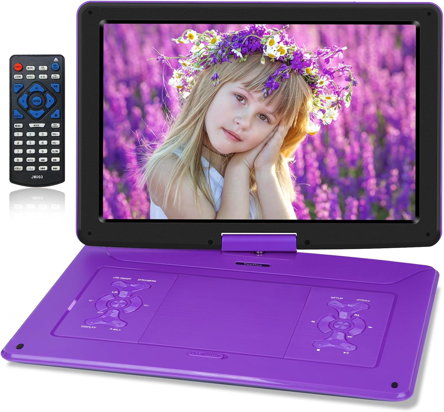 Reproductor de DVD portátil de 17.9 pulgadas con pantalla giratoria grande de 15.6 pulgadas, reproductor de DVD de batería de 6 horas portátil con