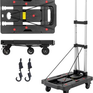 Camión de mano plegable, 330 libras, carrito de mano plegable, carrito de mano resistente, carrito de equipaje de plataforma portátil con 5 ruedas y Camión de mano plegable, 330 libras, carrito de mano plegable, carrito de mano resistente, carrito de equipaje de plataforma portátil con 5 ruedas y