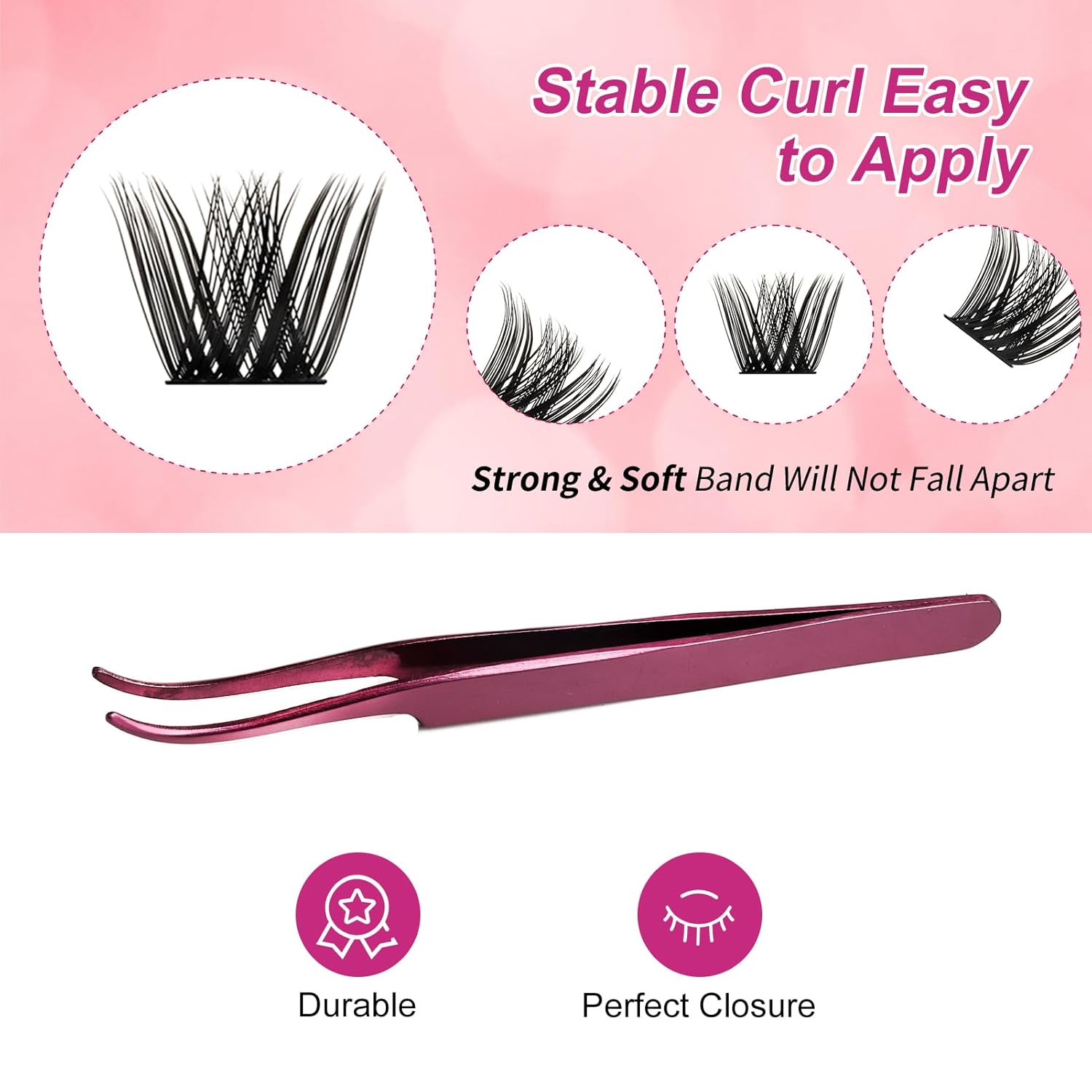 Kit de extensiones de pestañas para pegar y sellar, removedor de pegamento de pestañas con pinzas para bricolaje, kit de extensión de pestañas, kit