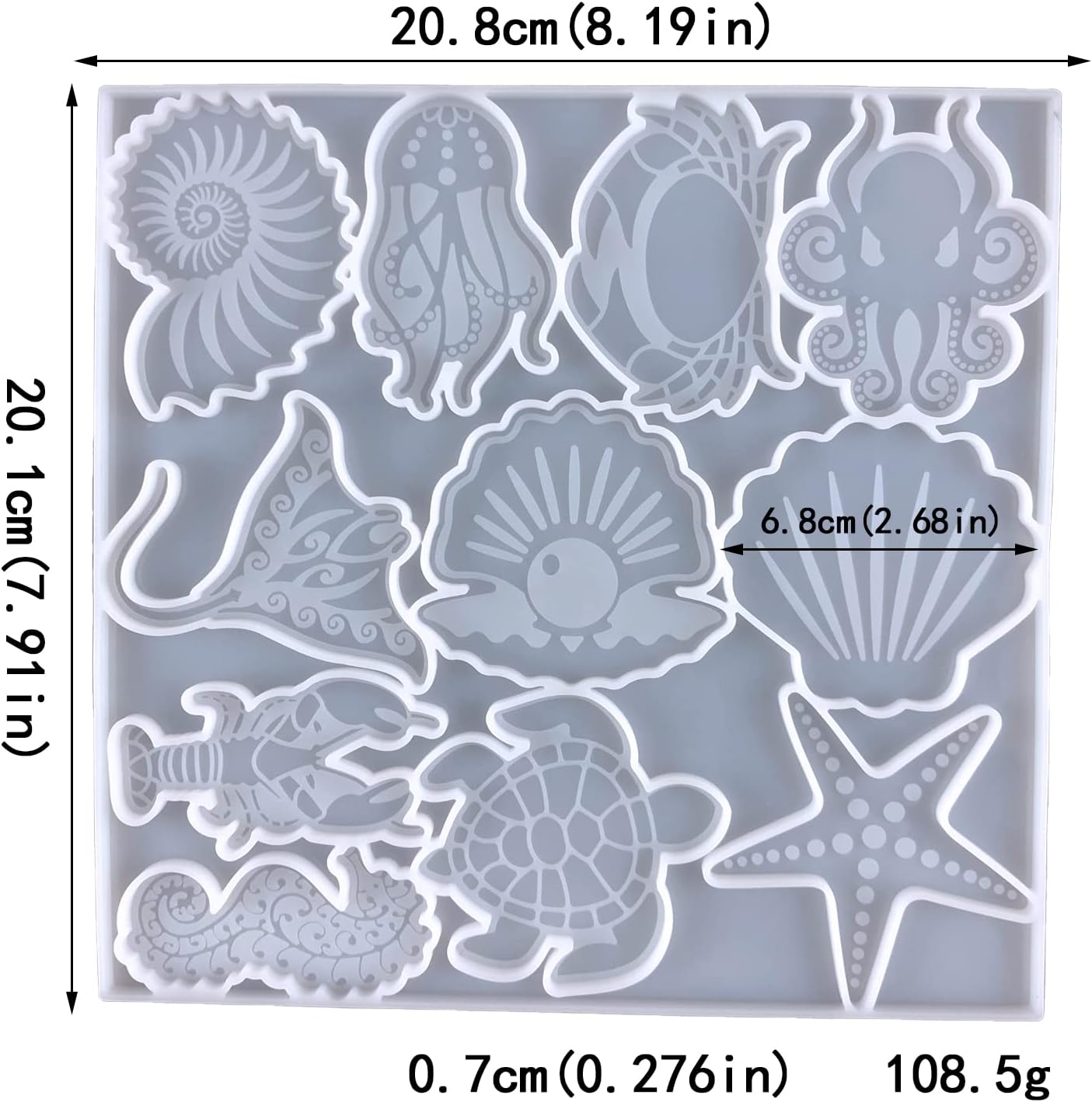 Molde de silicona para llavero de animales marinos, moldes de resina epoxi para bricolaje, collares, colgantes, manualidades, aretes, joyas, adornos