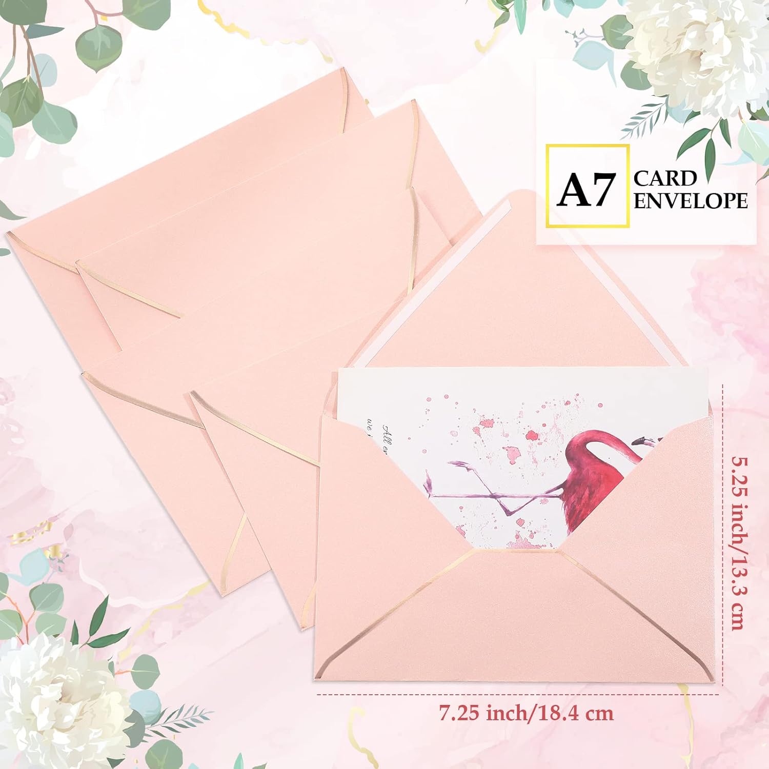 Mimorou 100 sobres de 5 x 7 pulgadas para invitaciones, sobres autoadhesivos A7 con borde de solapa, sobres de tarjetas decorativos para bodas, baby