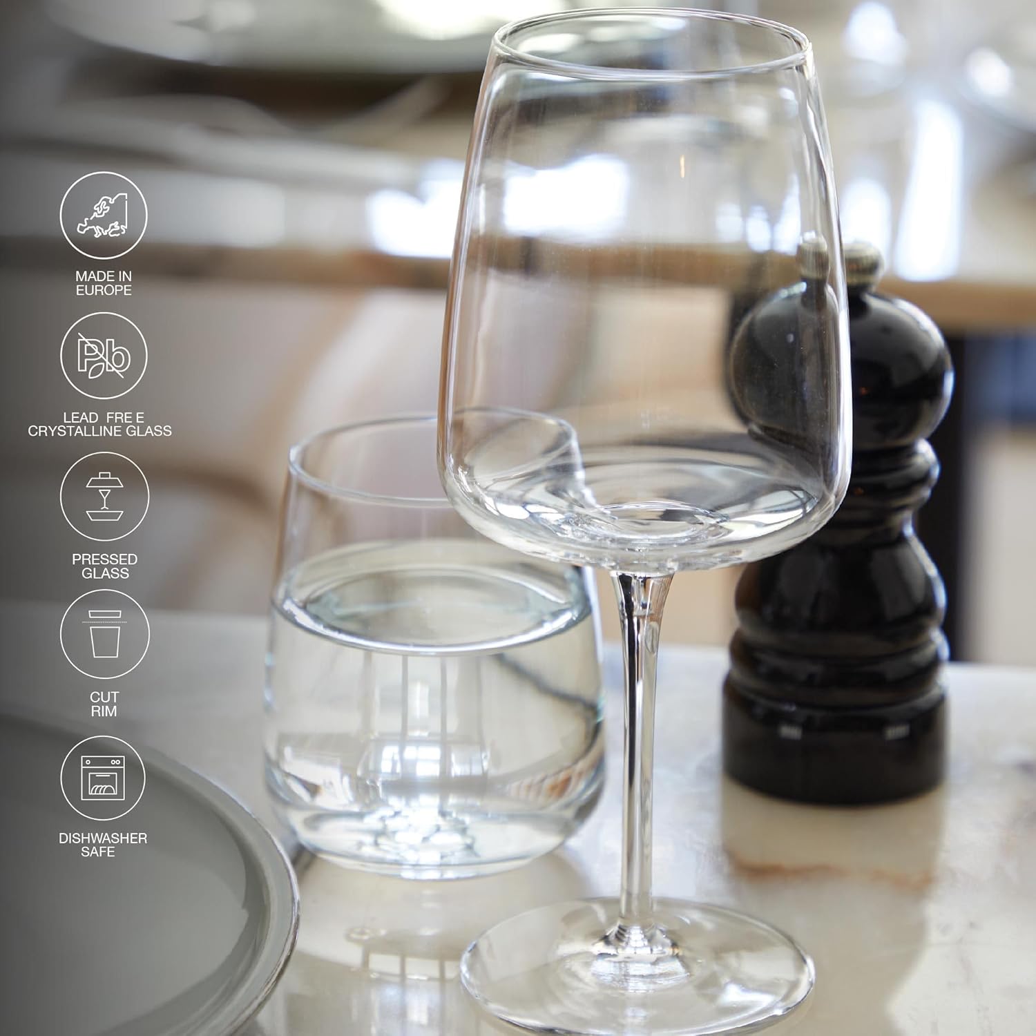 Costa Nova, Colección Vine, vasos de vidrio, juego de 6 vasos, 8 onzas.