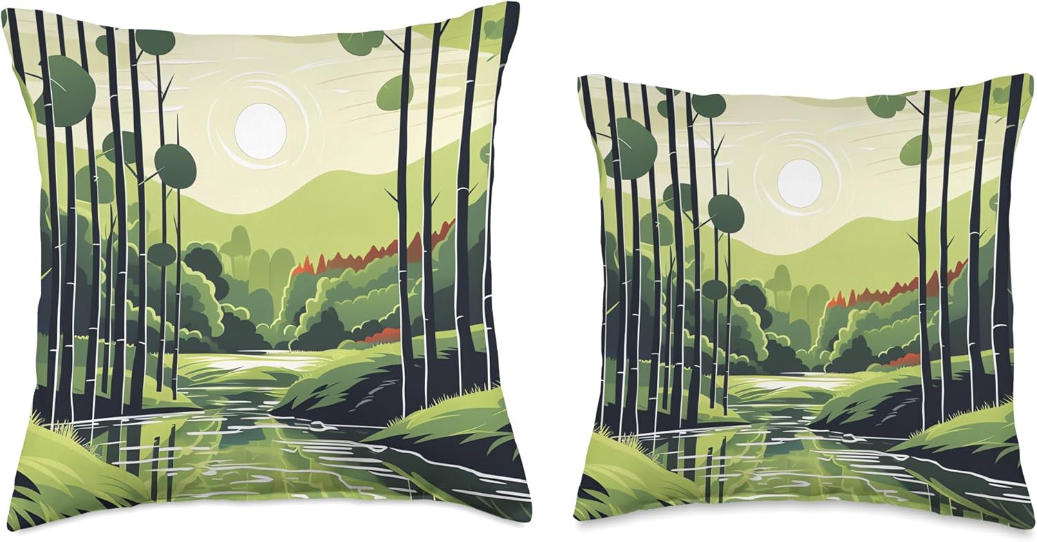 Bamboo Radiance Nature’s Chromatic Brilliance Shines Throw Pillow, 16×16, Multicolor