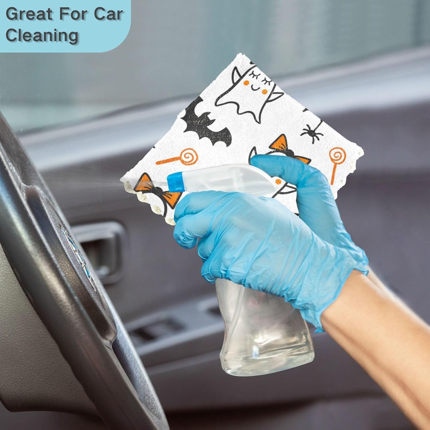 Halloween Cute Devil White Set of 6 Quick Dry Microfiber Towels Kitchen Print Cotton Car Cleaning Cloth for Bathroom Sink