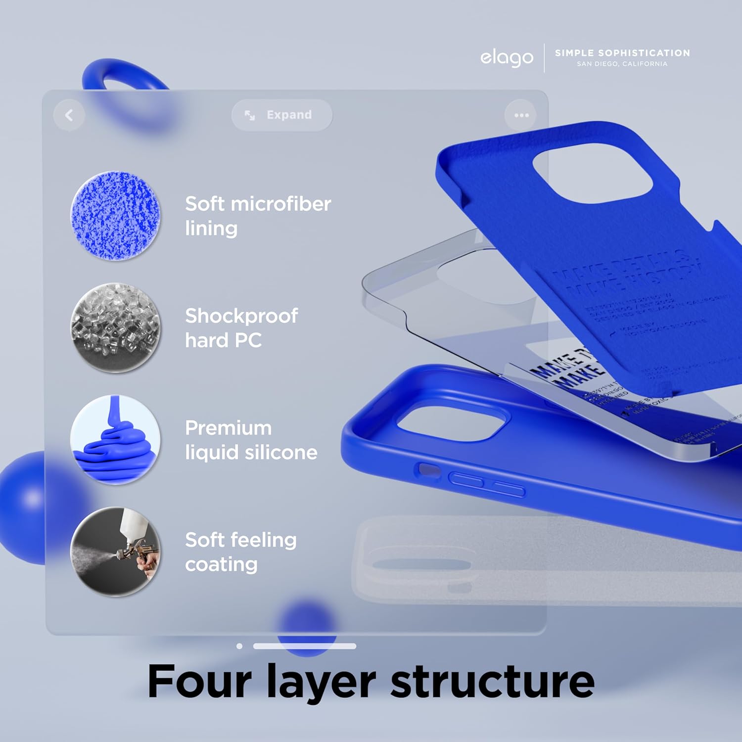 elago Compatible con iPhone 15, funda de silicona líquida, funda protectora de cuerpo completo, a prueba de golpes, funda delgada para teléfono,