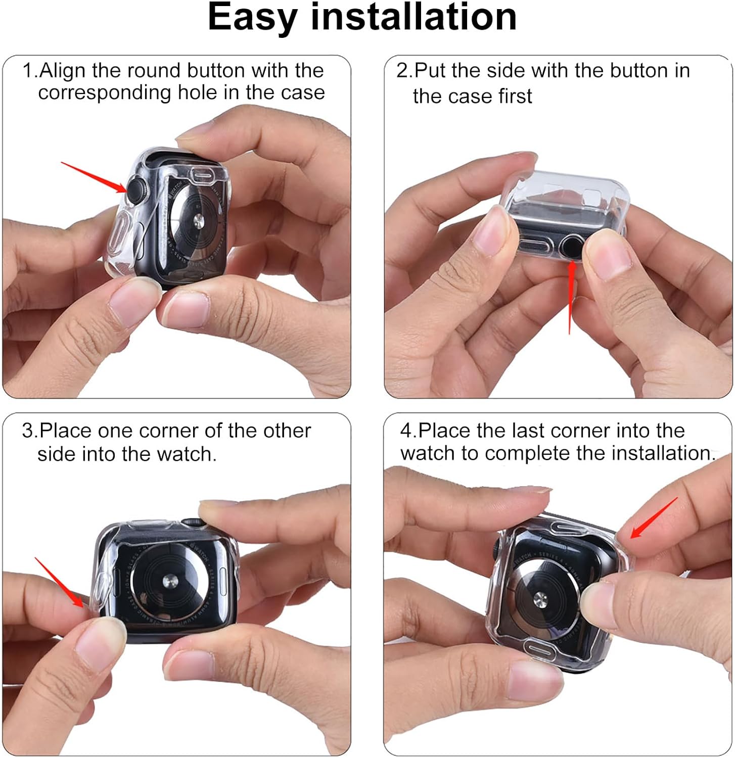 Paquete de 4 fundas compatibles con Apple Watch Series 8 Series 7 de 1.772 pulgadas, protector de pantalla suave HD de alta sensibilidad con TPU en