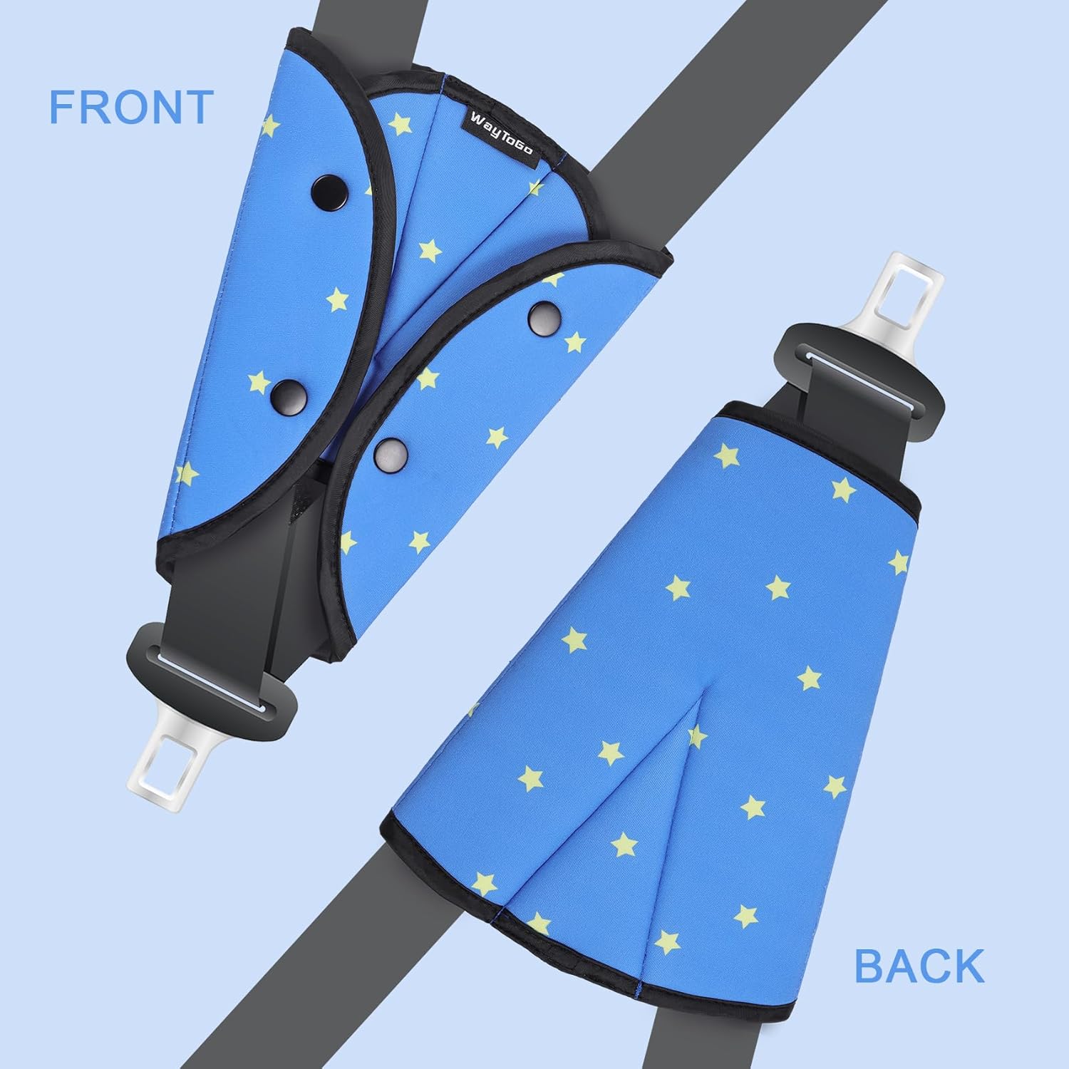 WayToGo Ajustador de cinturón de seguridad para niños, lindo patrón de dibujos animados para niños, funda de cinturón de seguridad para niños