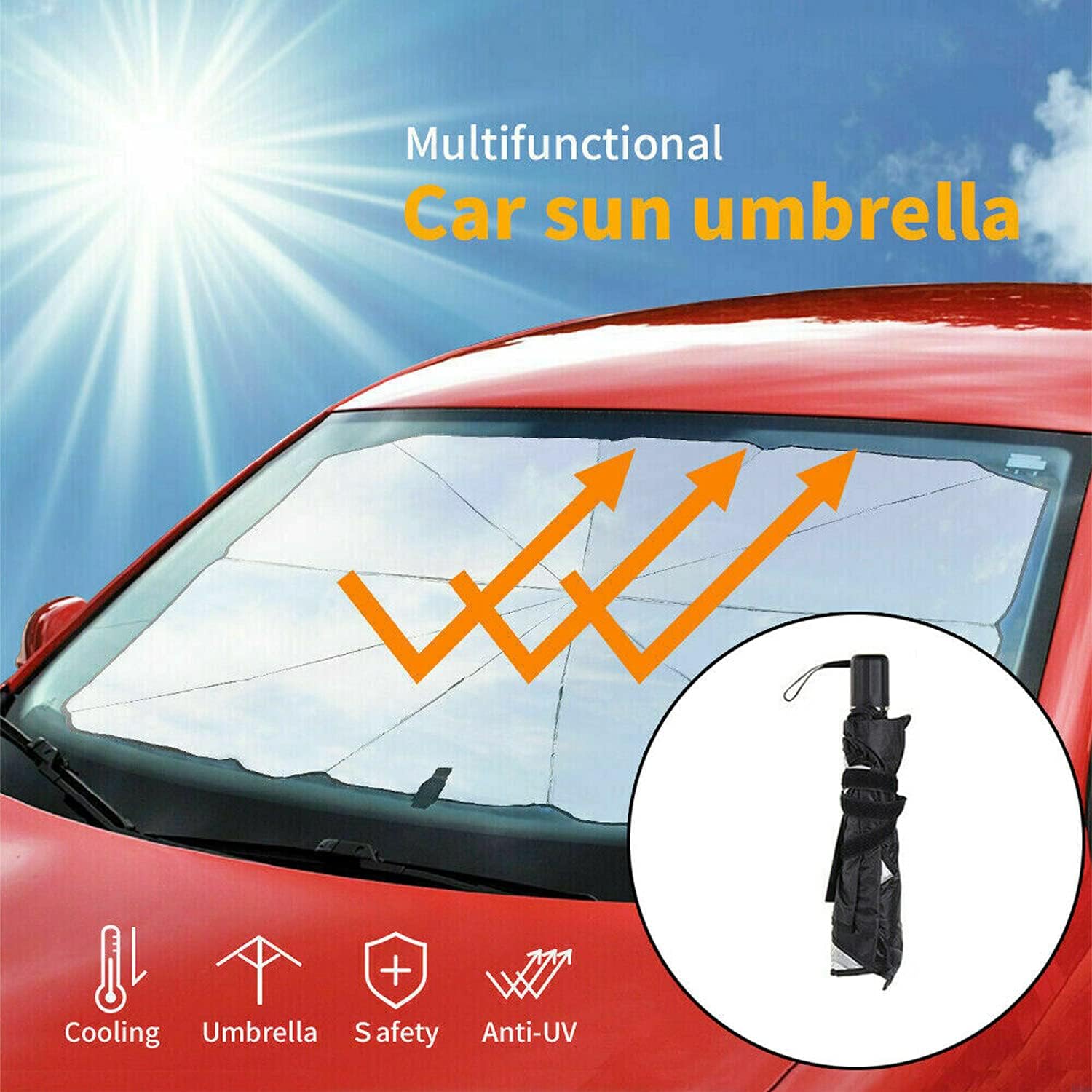 Protector de parasol para ventana delantera de automóvil, protector solar para automóvil, accesorios de protección interior para parabrisas (grande)