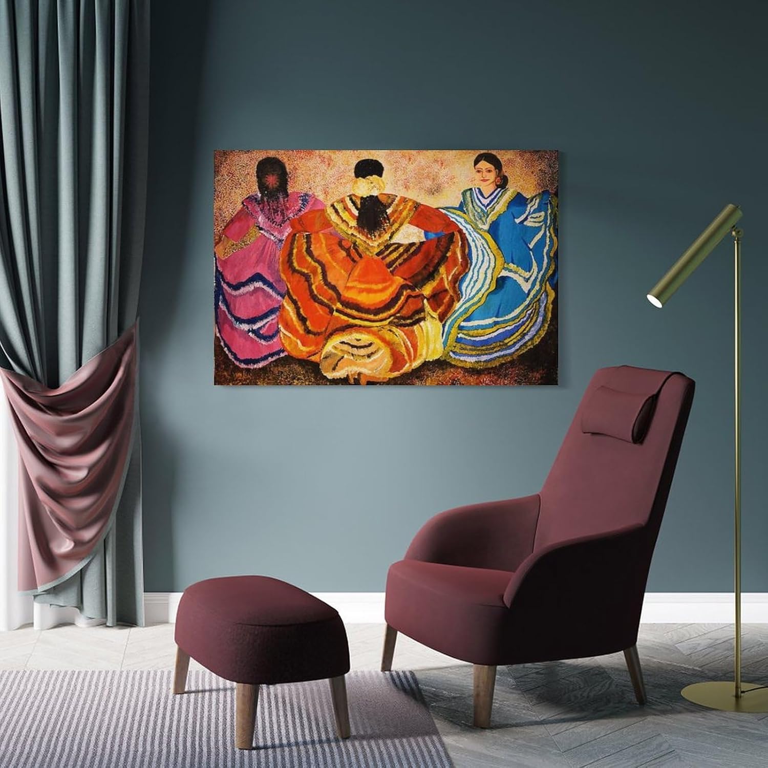 AAHARYA Lienzo artístico mexicano, arte nativo americano, pintura en lienzo, póster de arte de pared para dormitorio, sala de estar, decoración de