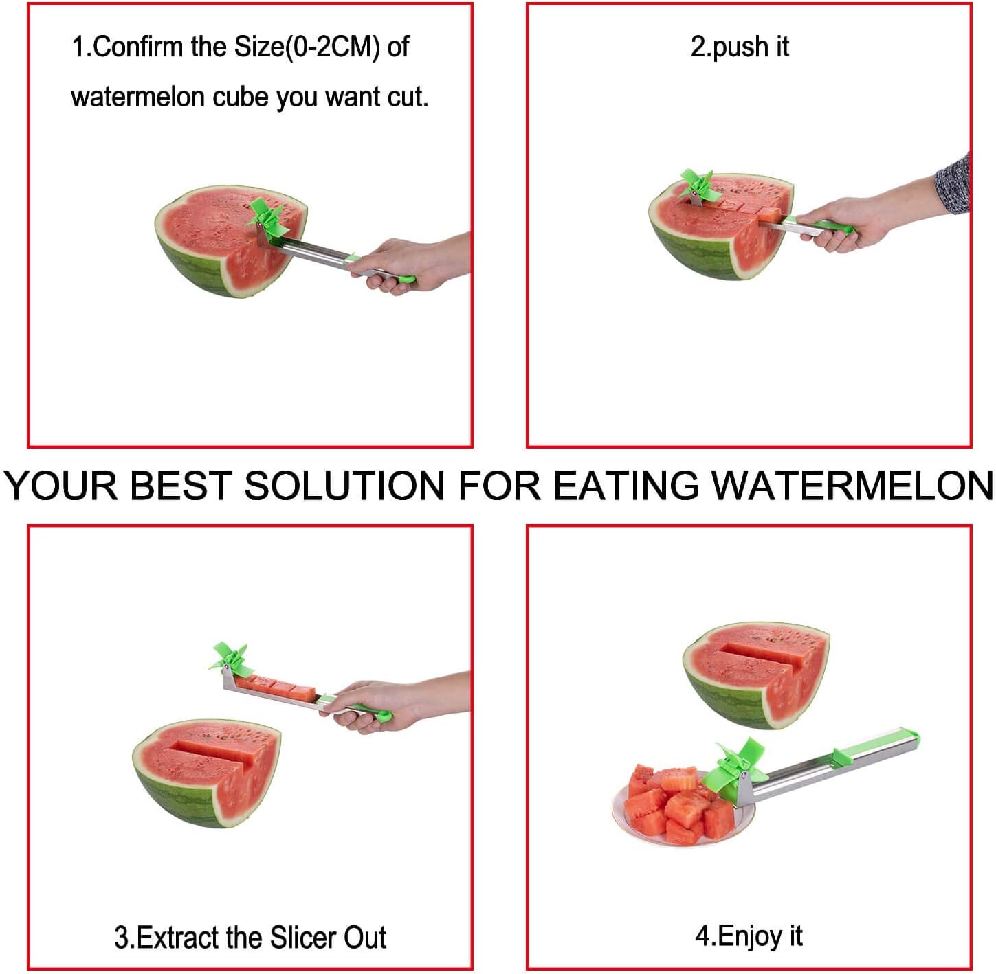 Cortador de molino de viento de sandía, herramientas de frutas con forma de acero inoxidable, herramienta de corte rápido, utensilios de cocina con