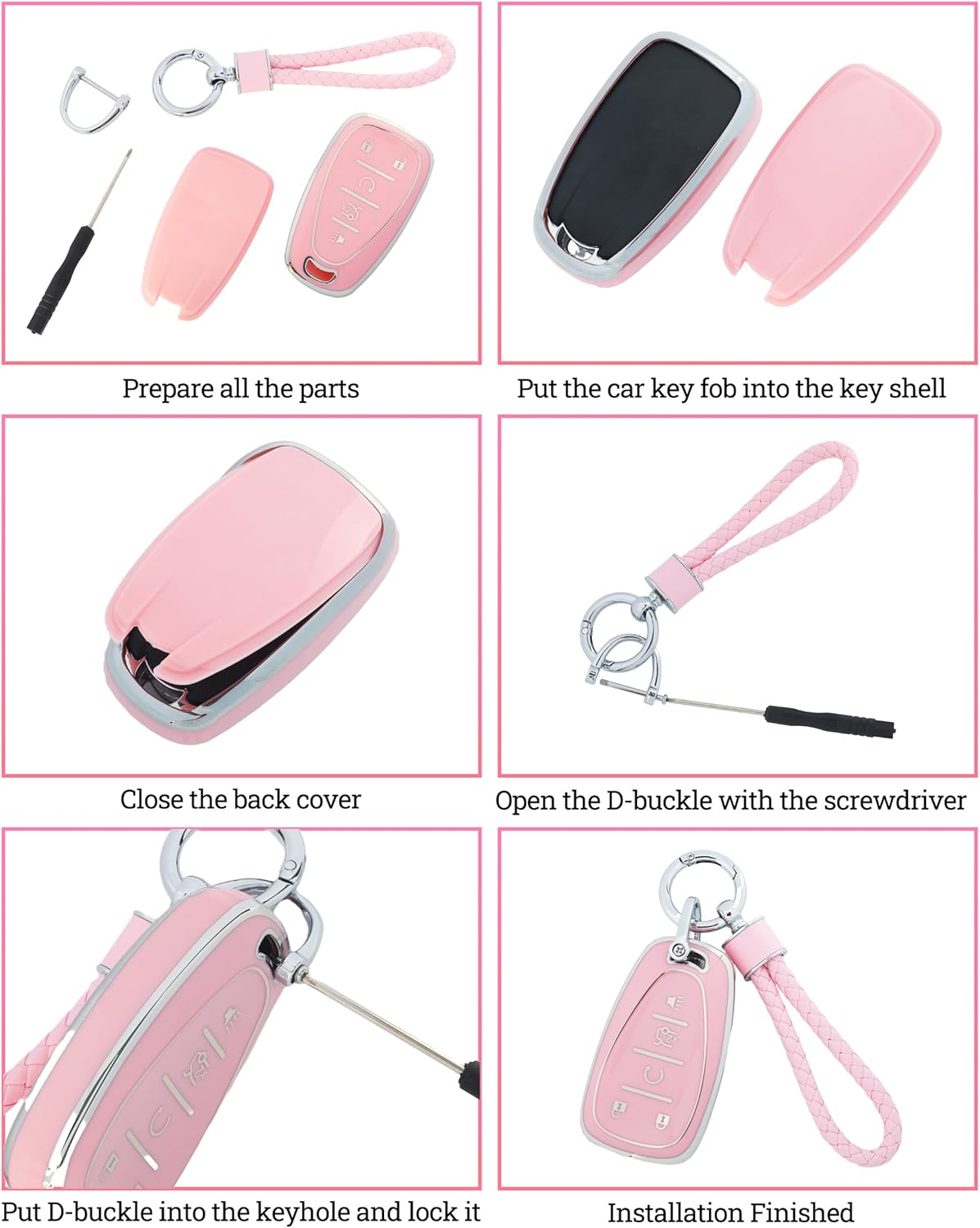 Zlirfy Funda para llavero de automóvil, accesorios de automóvil, protección de TPU suave, funda para llave con llavero para mujer, protección