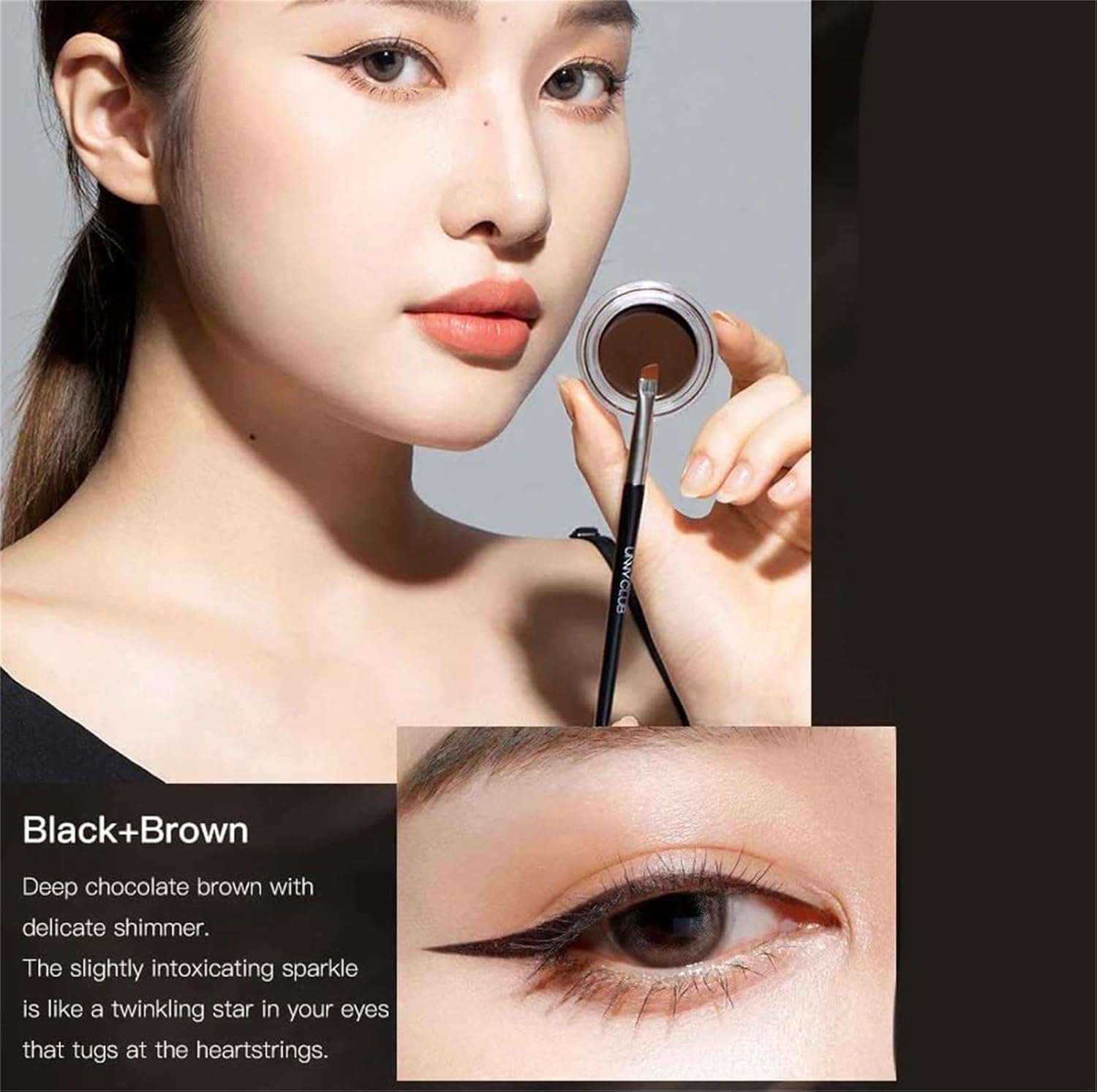 LJXWRF Delineador de ojos impermeable de doble color, paquete de 2 botellas, 2 en 1, delineador de ojos impermeable de doble color, delineador de