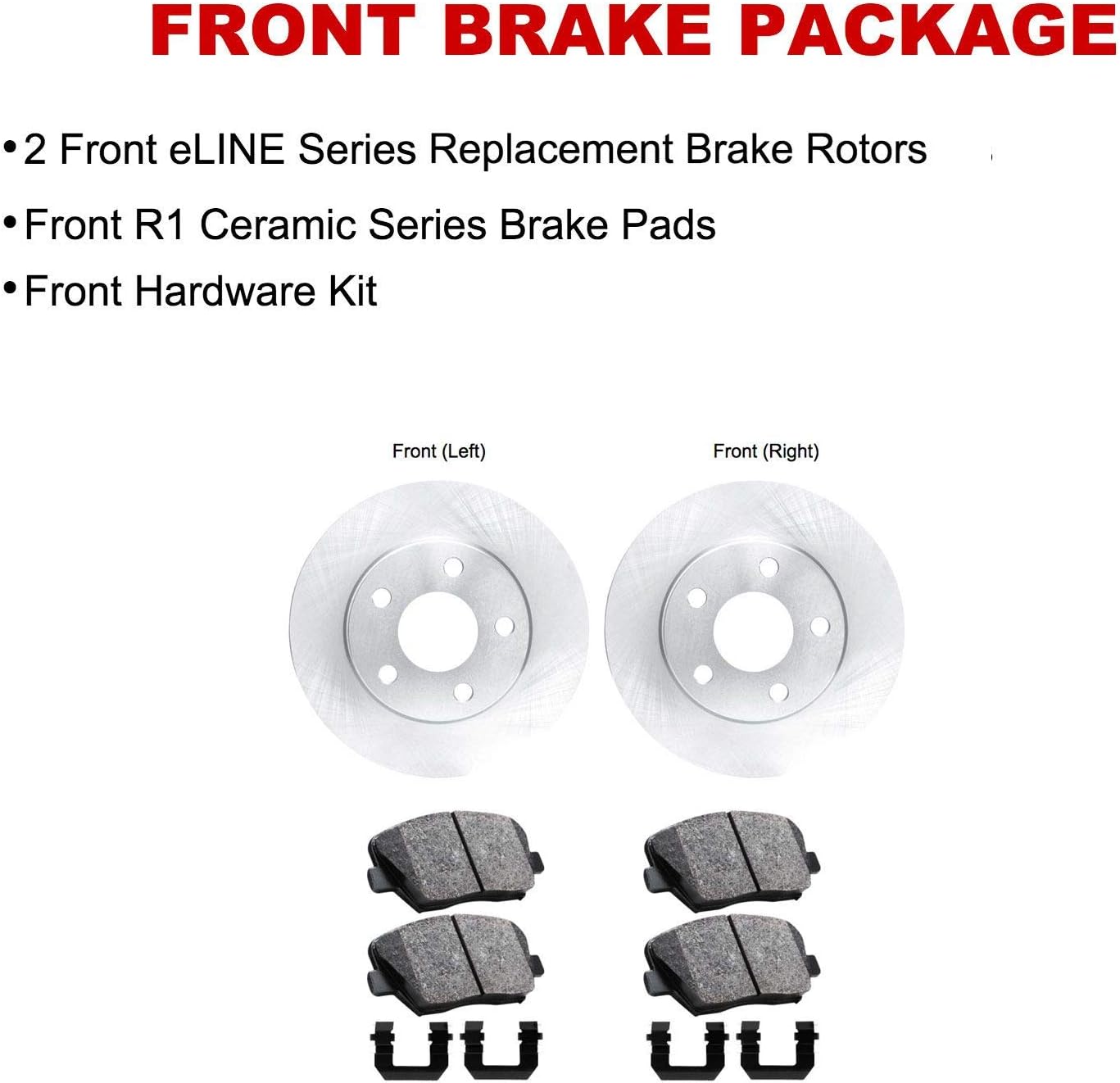 Kit de rotores de freno delantero Hyundai Elantra R1 Concepts eLine 2017-2019 + pastillas de freno de cerámica