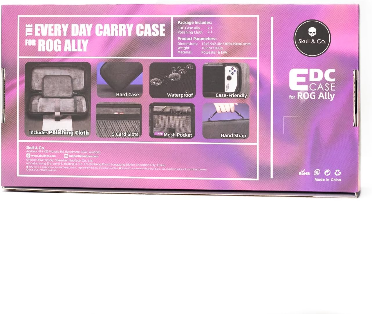 Skull & Co. GripCase para ROG ALLY, paquete GripCase Ally y funda de transporte delgada para ROG Ally